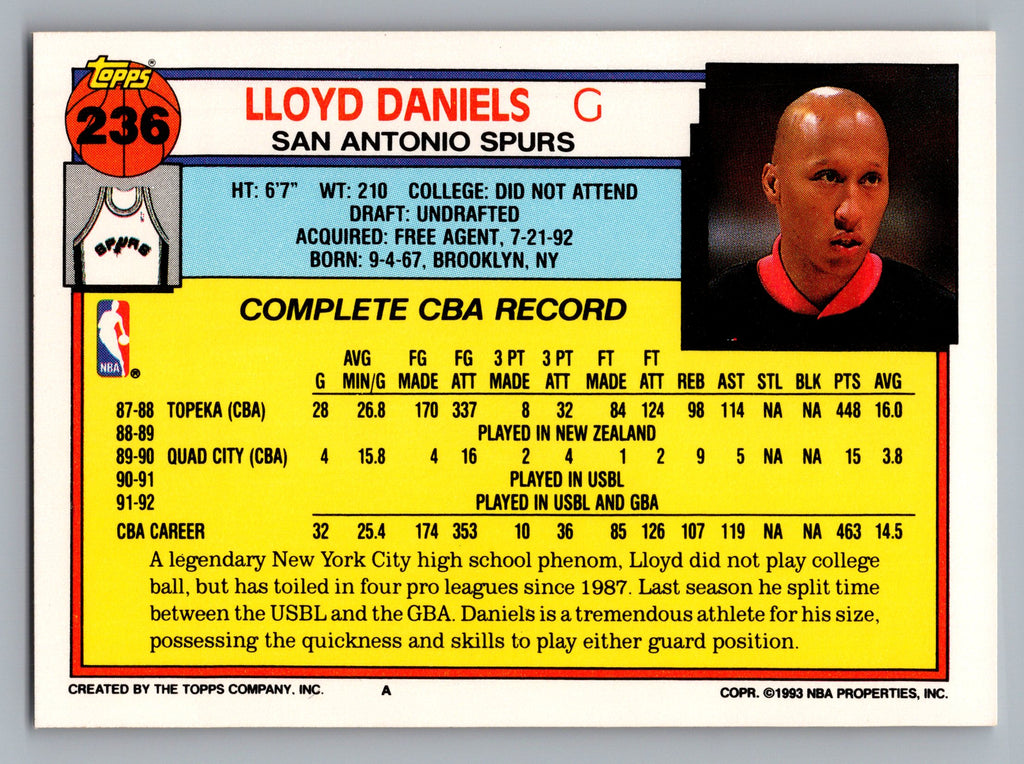 1992-93 Topps #236 Lloyd Daniels