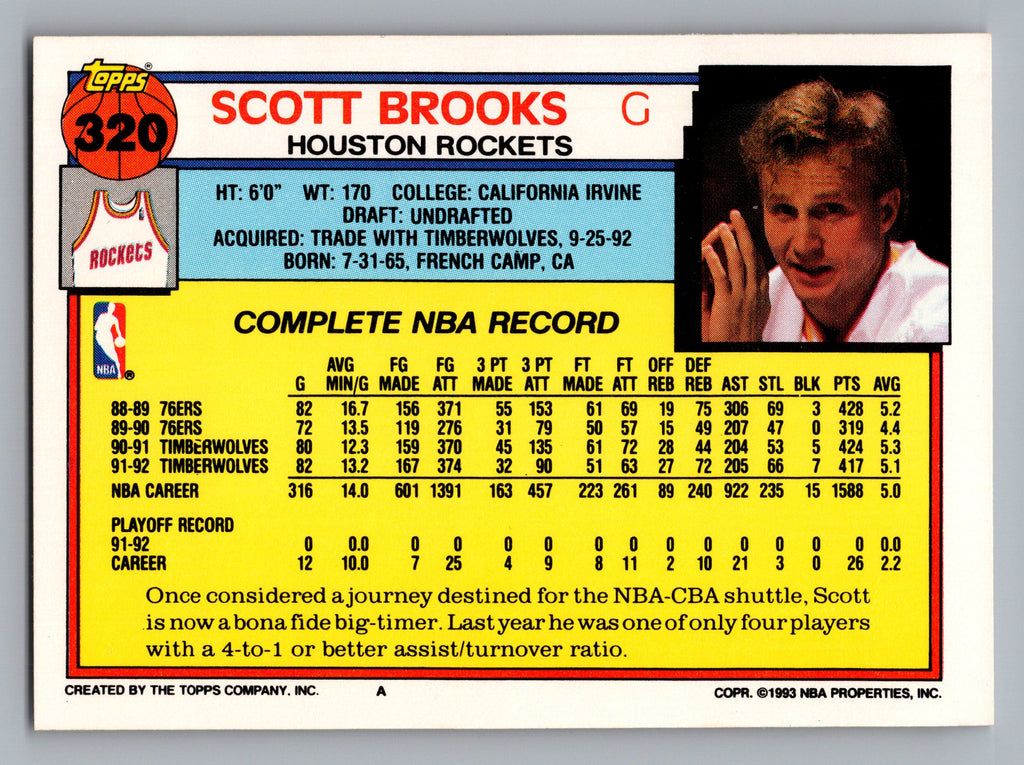 1992-93 Topps #320 Scott Brooks