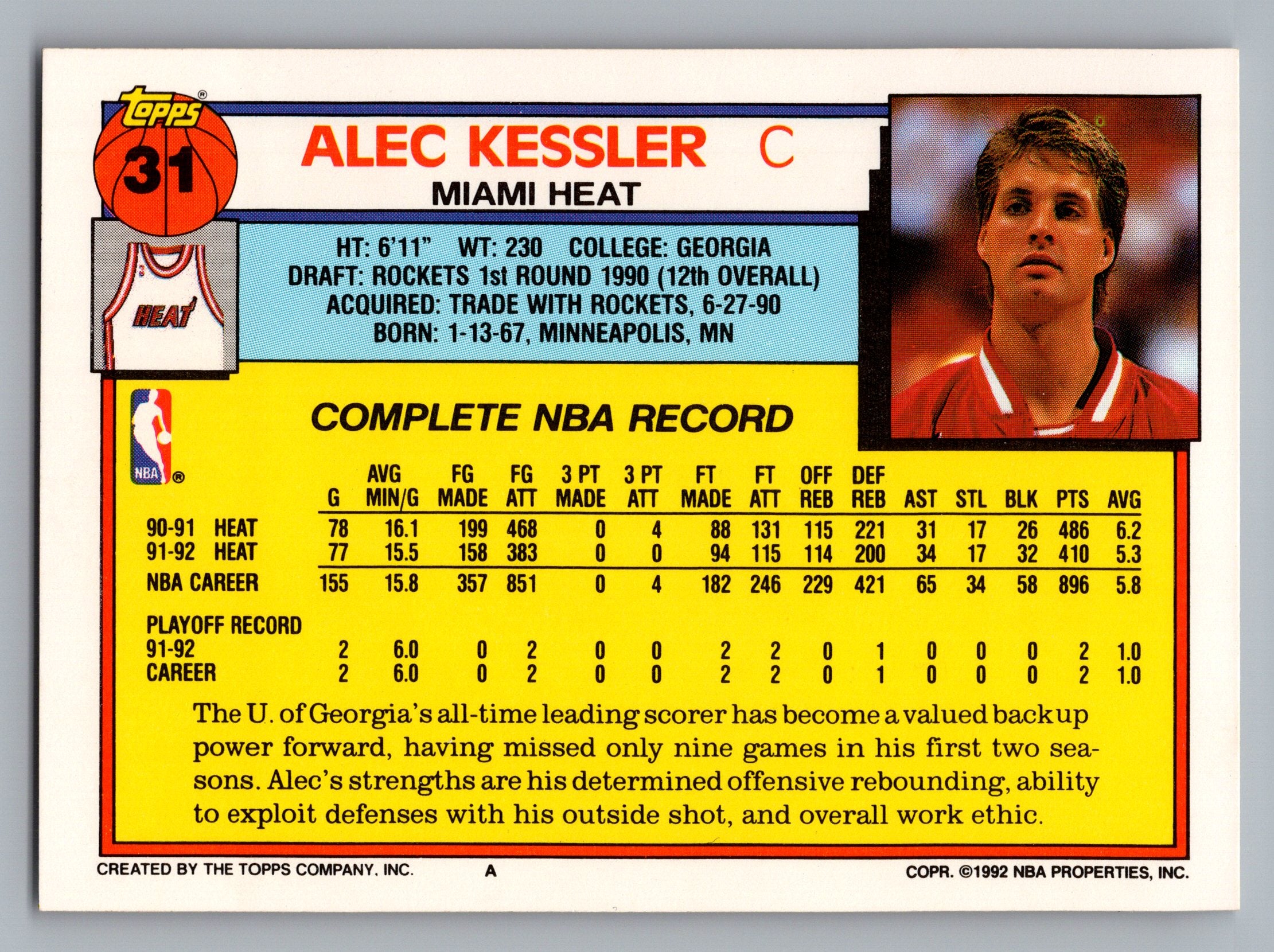 1992-93 Topps #31 Alec Kessler