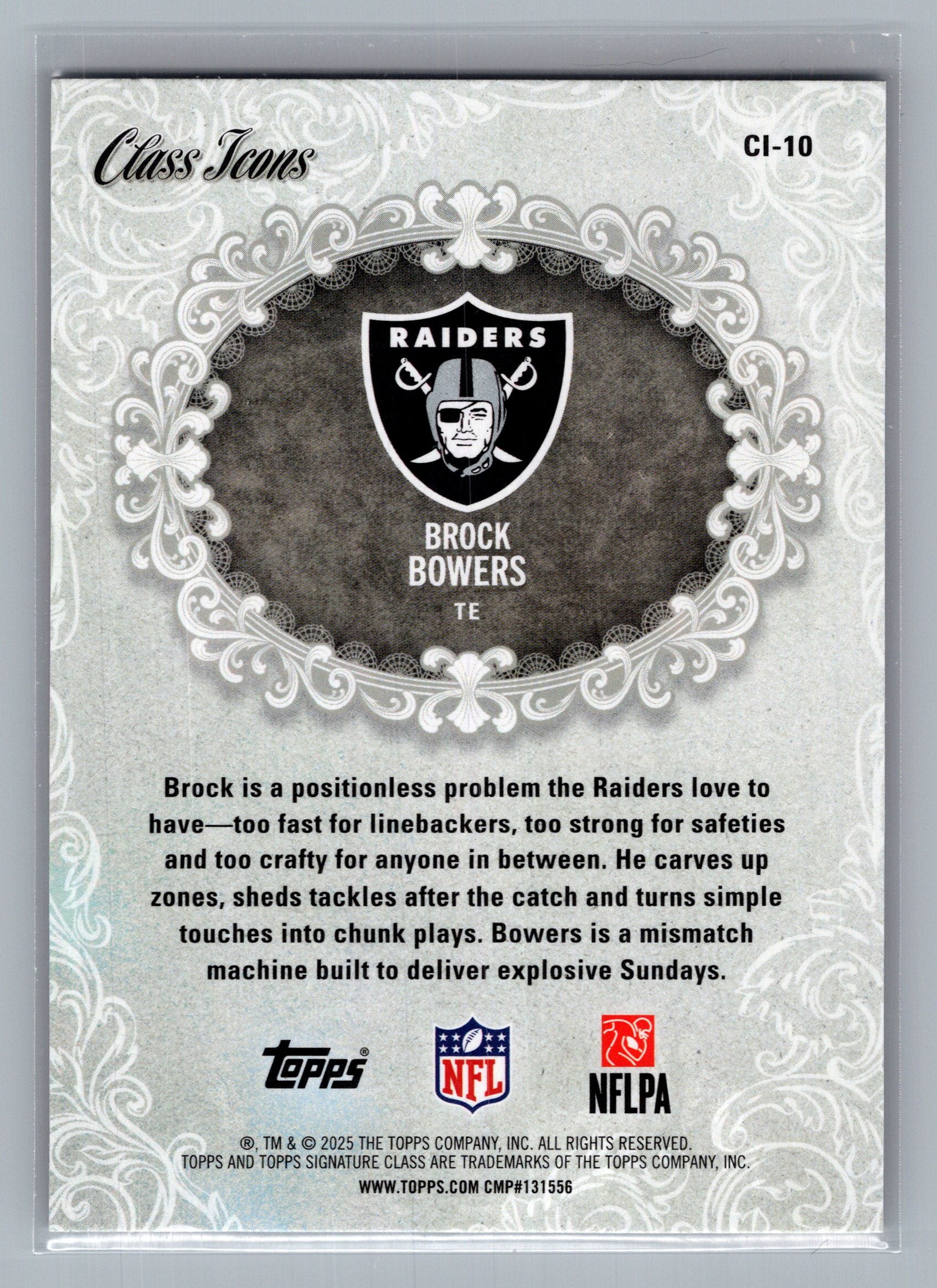 2025 Topps Signature Class #CI-10 Brock Bowers Class Icons Magenta #/250