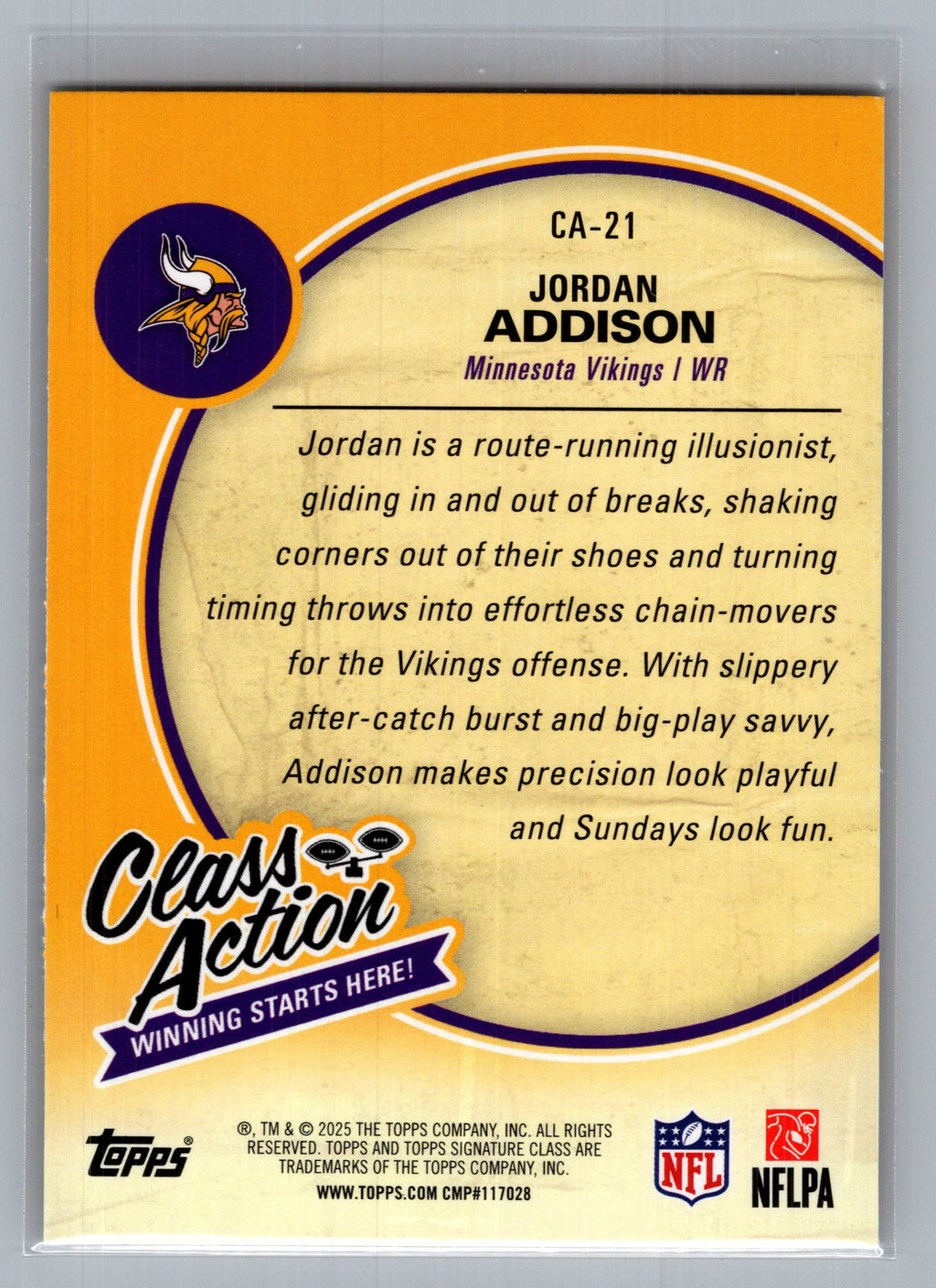 2025 Topps Signature Class #CA-21 Jordan Addison Class Action