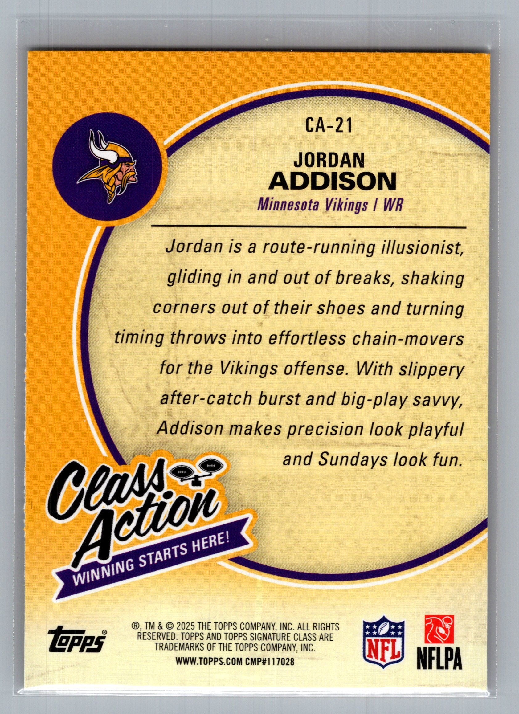 2025 Topps Signature Class #CA-21 Jordan Addison Class Action