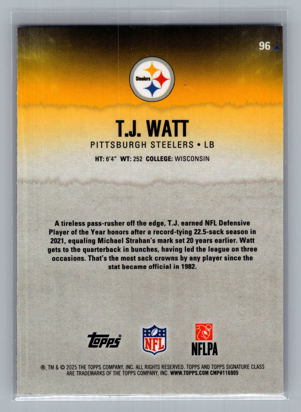 2025 Topps Signature Class #96 T.J. Watt Chrome