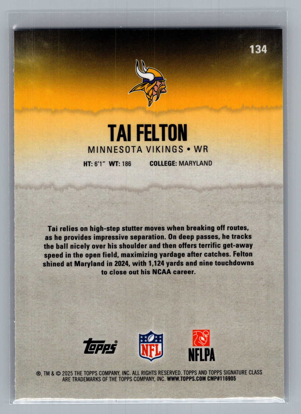 2025 Topps Signature Class #134 Tai Felton Chrome