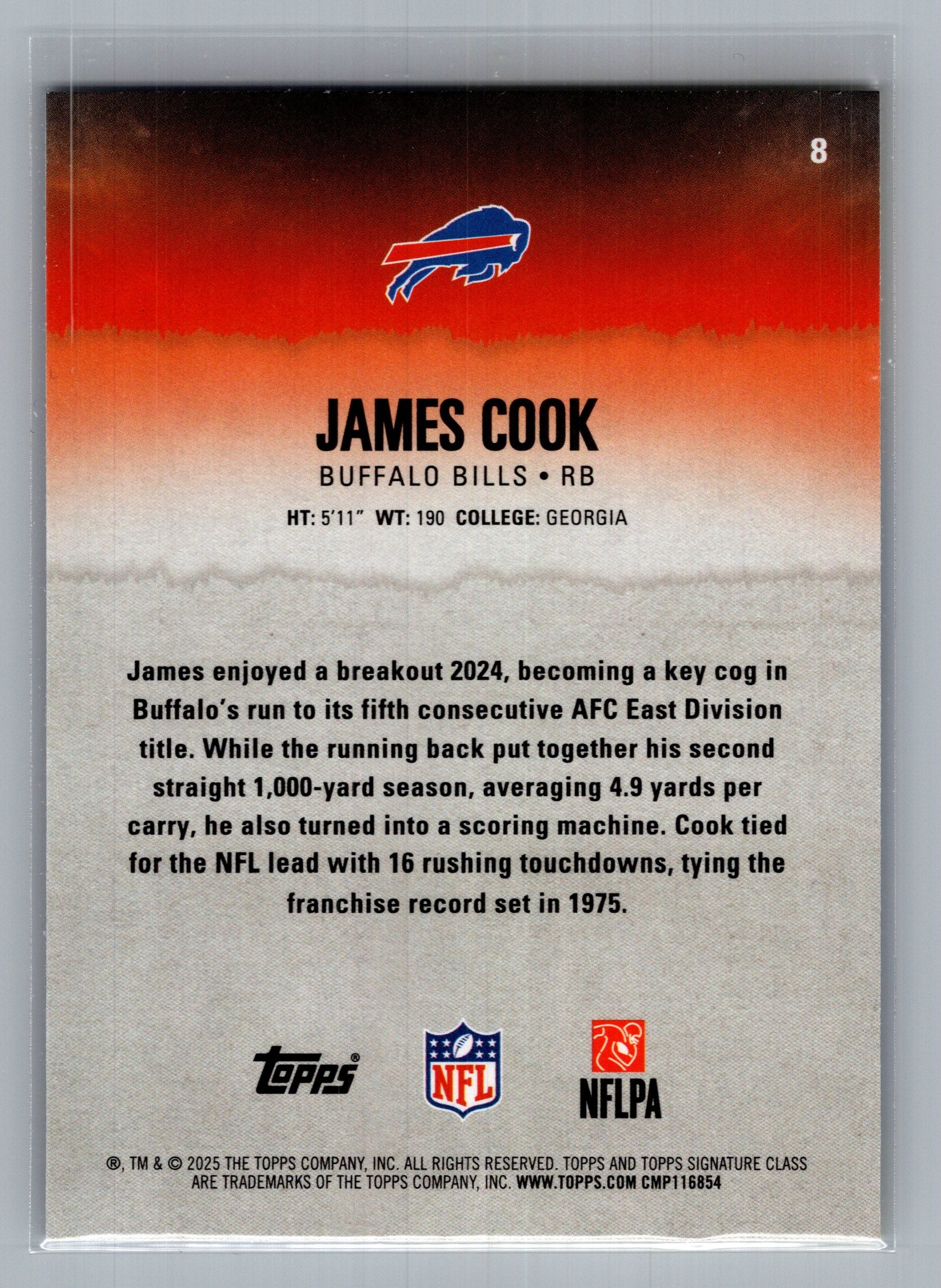 2025 Topps Signature Class #8 James Cook Blue & Yellow