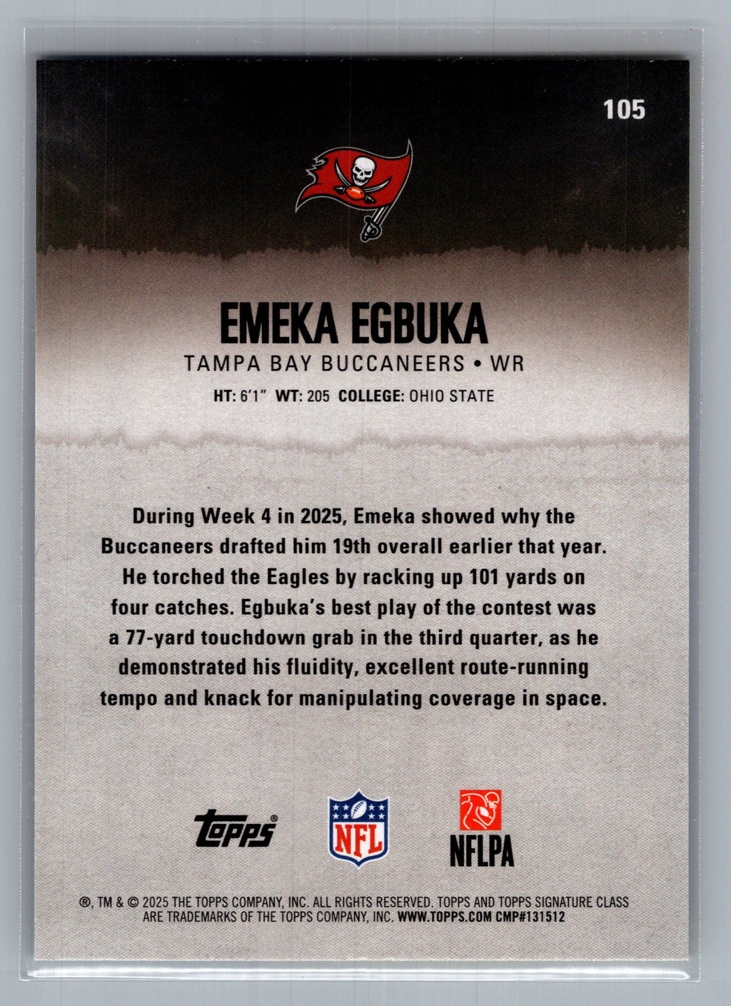 2025 Topps Signature Class #105 Emeka Egbuka Blue & Yellow
