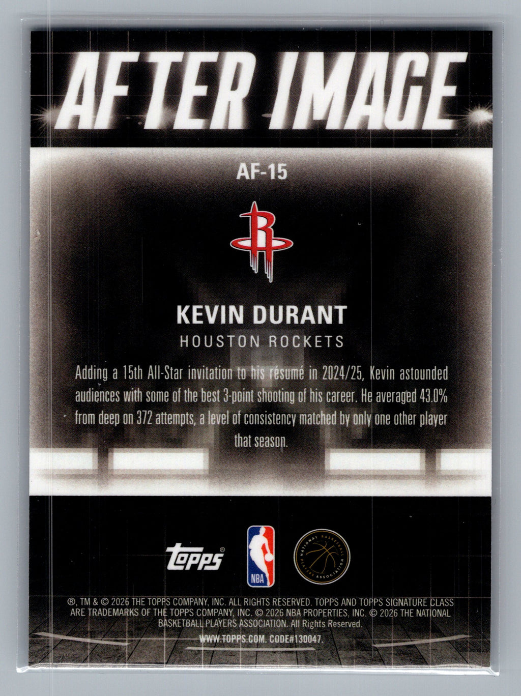 2025-26 Topps Signature Class #AF-15 Kevin Durant After Image