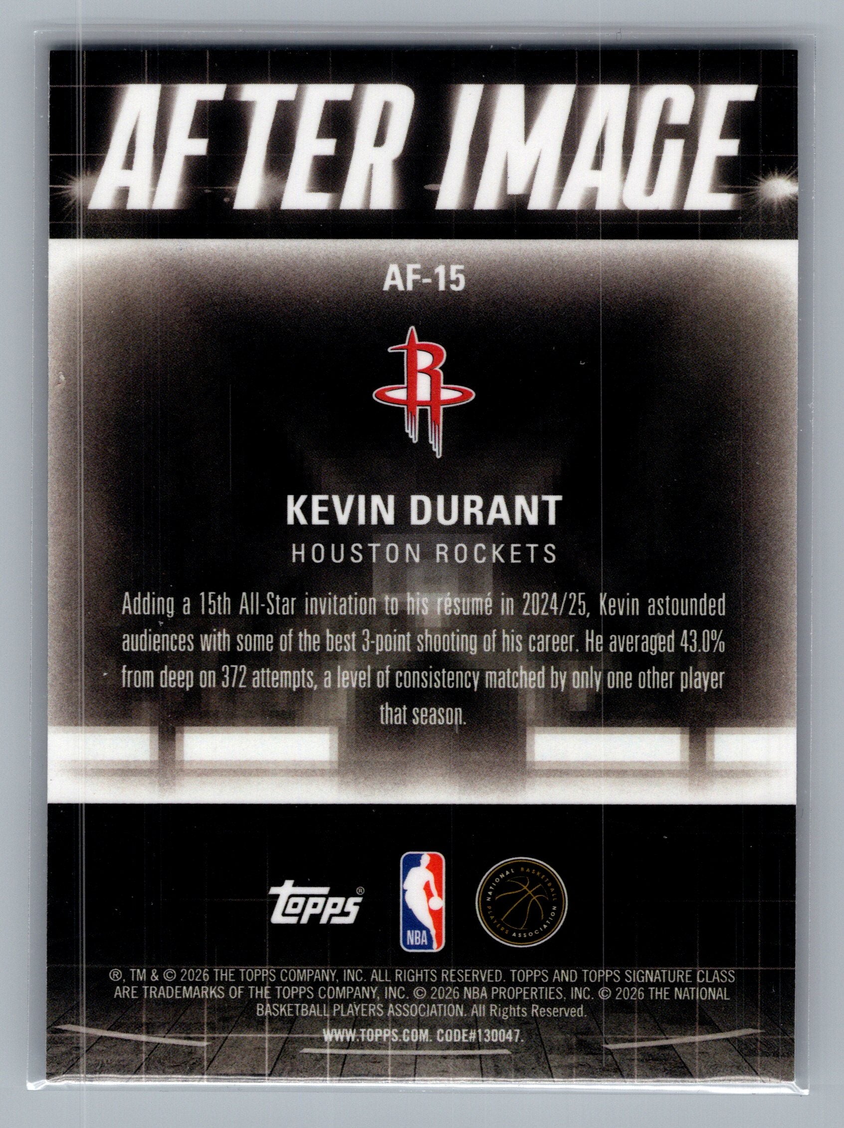 2025-26 Topps Signature Class #AF-15 Kevin Durant After Image