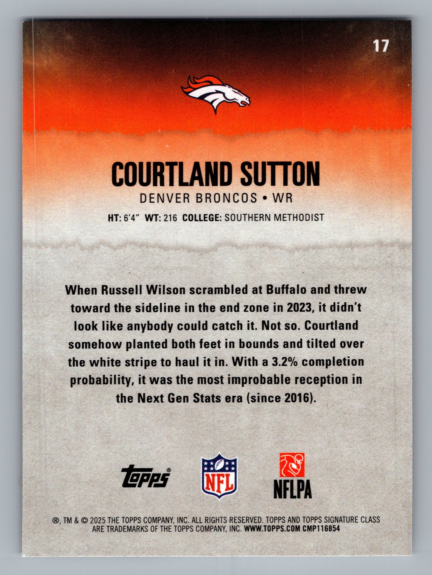 2025 Topps Signature Class #17 Courtland Sutton