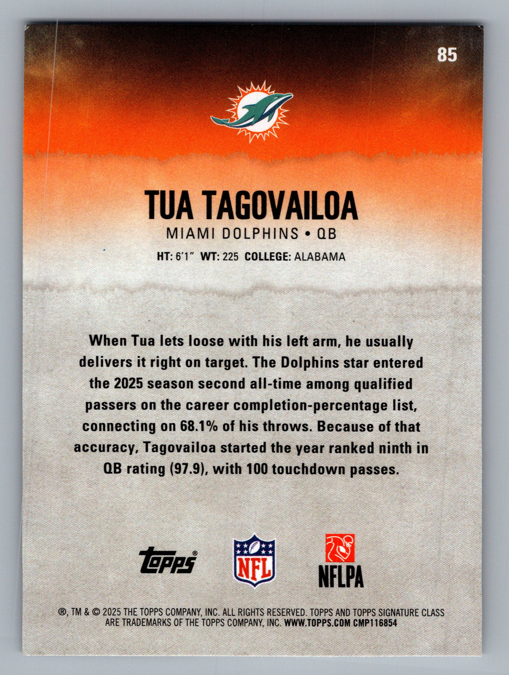 2025 Topps Signature Class #85 Tua Tagovailoa