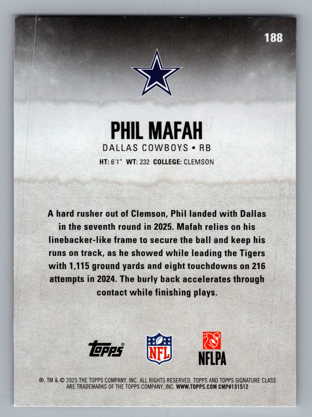 2025 Topps Signature Class #188 Phil Mafah