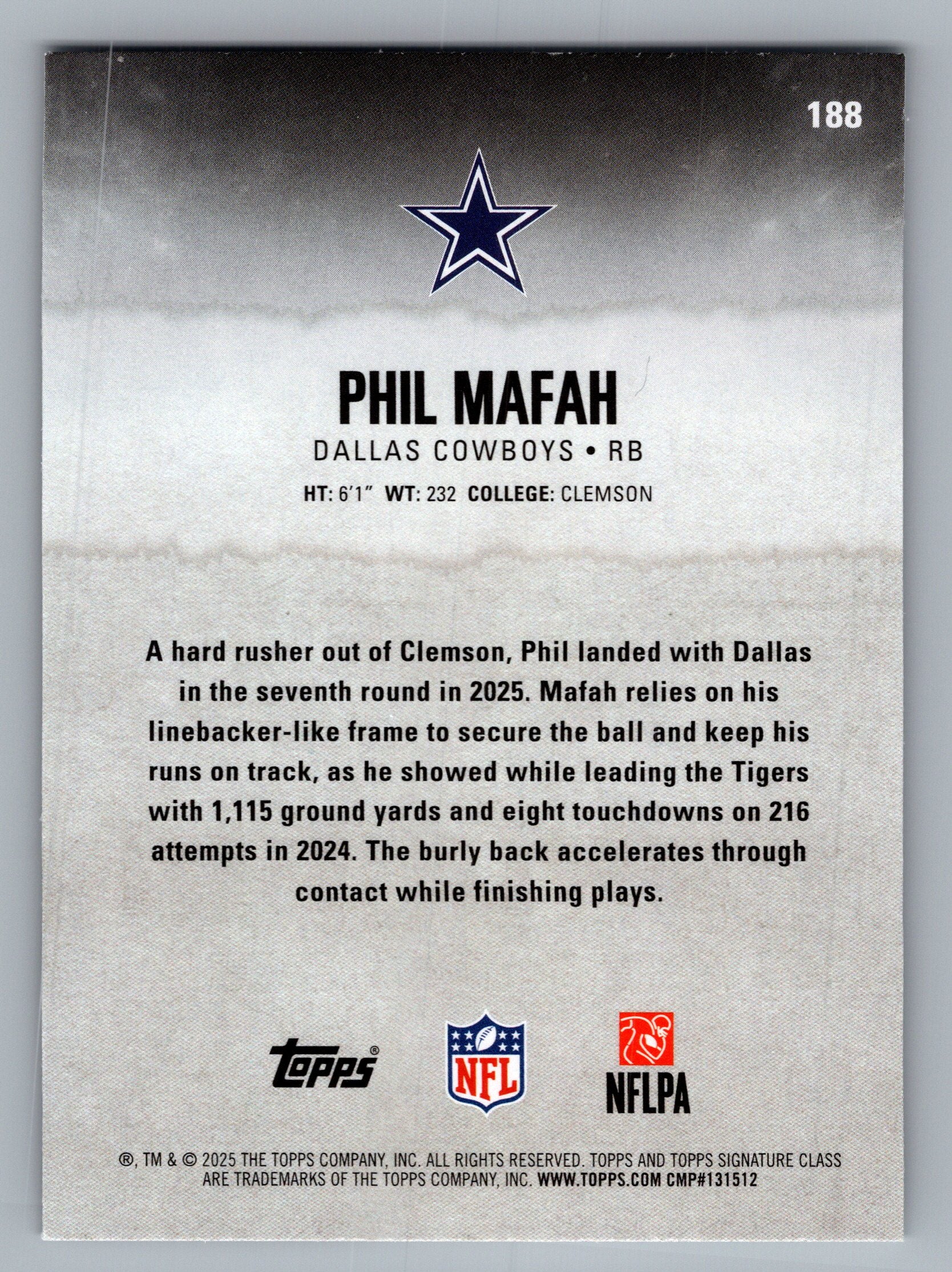 2025 Topps Signature Class #188 Phil Mafah