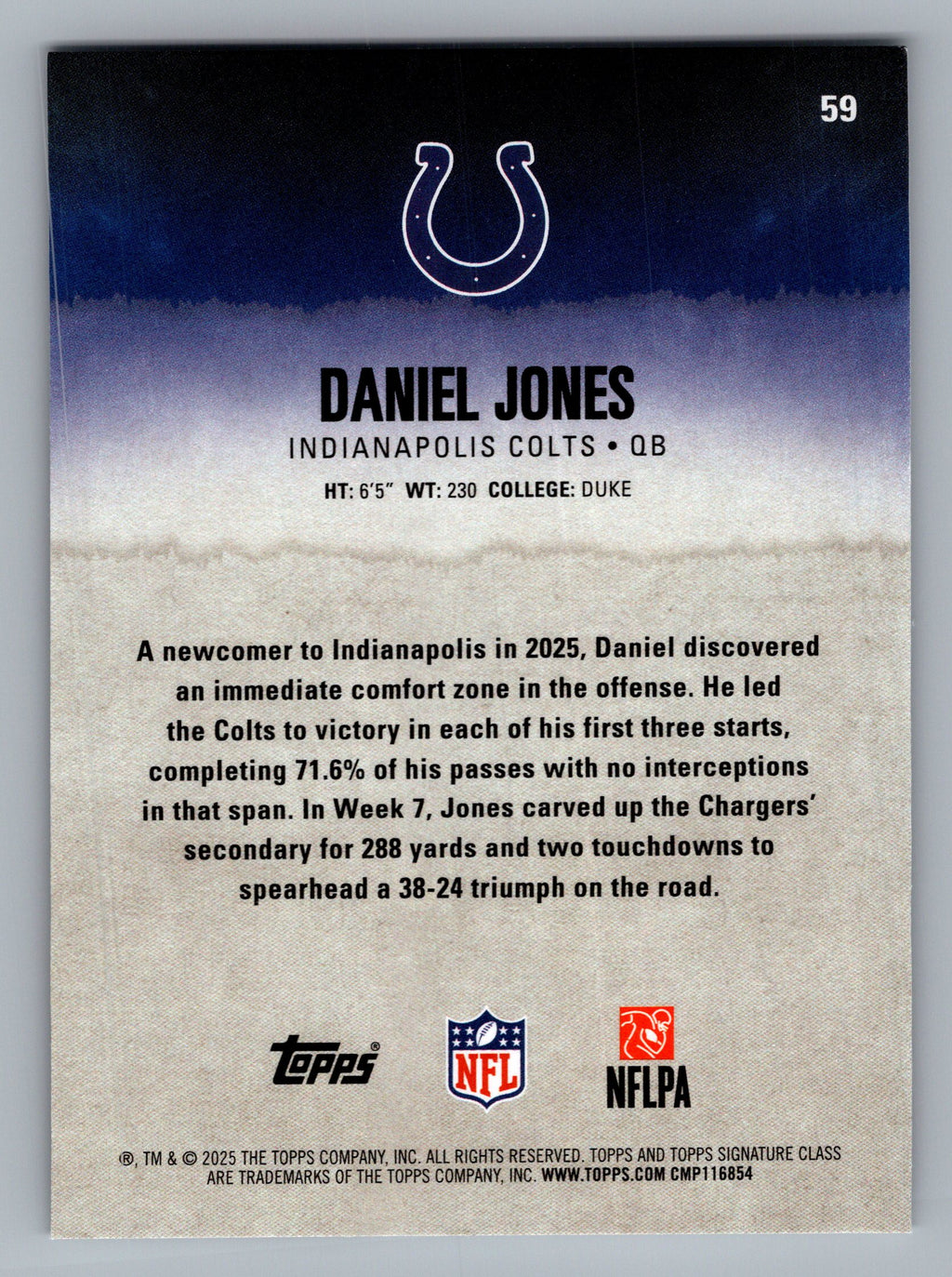 2025 Topps Signature Class #59 Daniel Jones