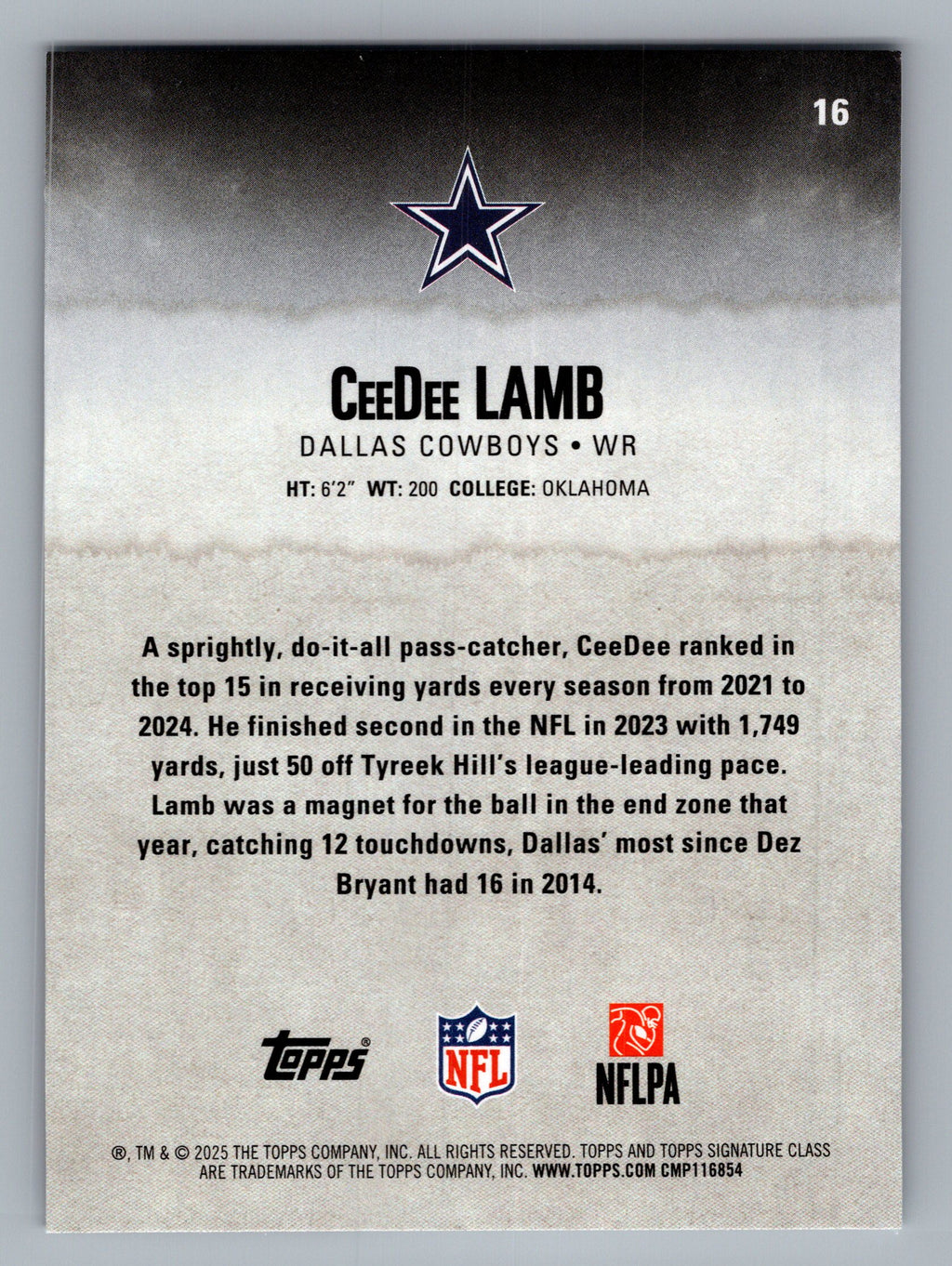 2025 Topps Signature Class #16 CeeDee Lamb