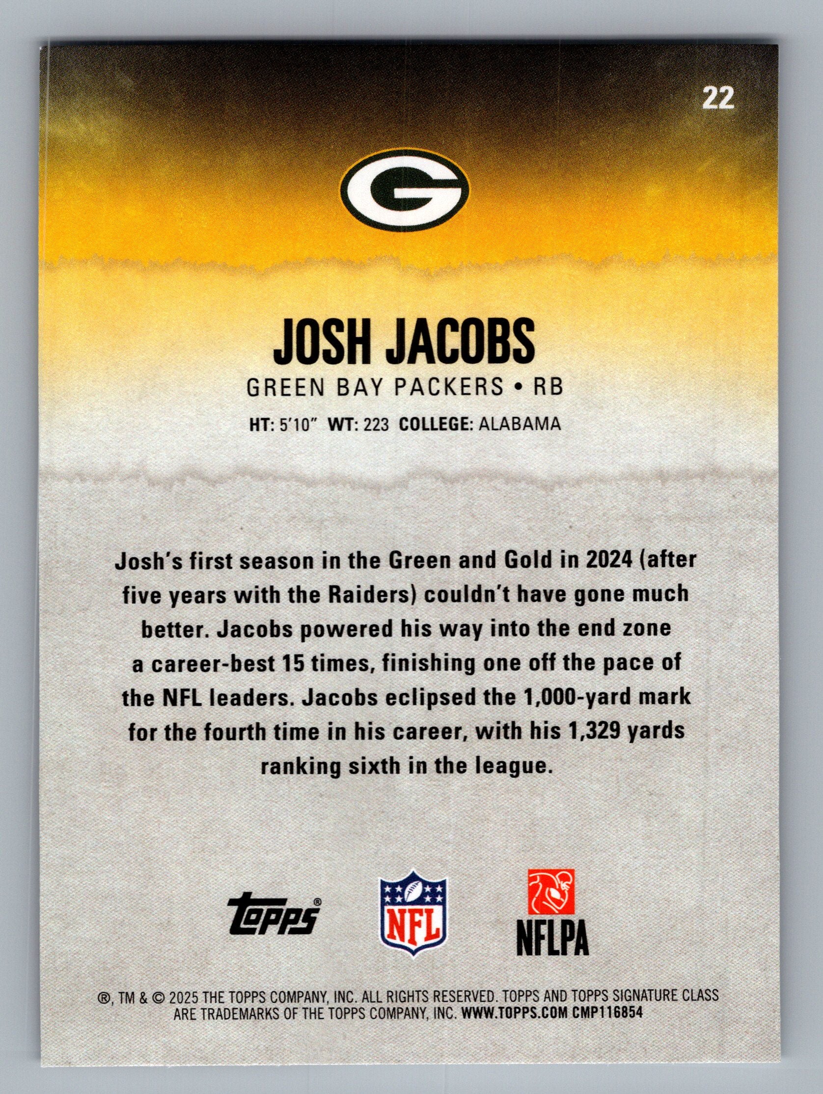 2025 Topps Signature Class #22 Josh Jacobs