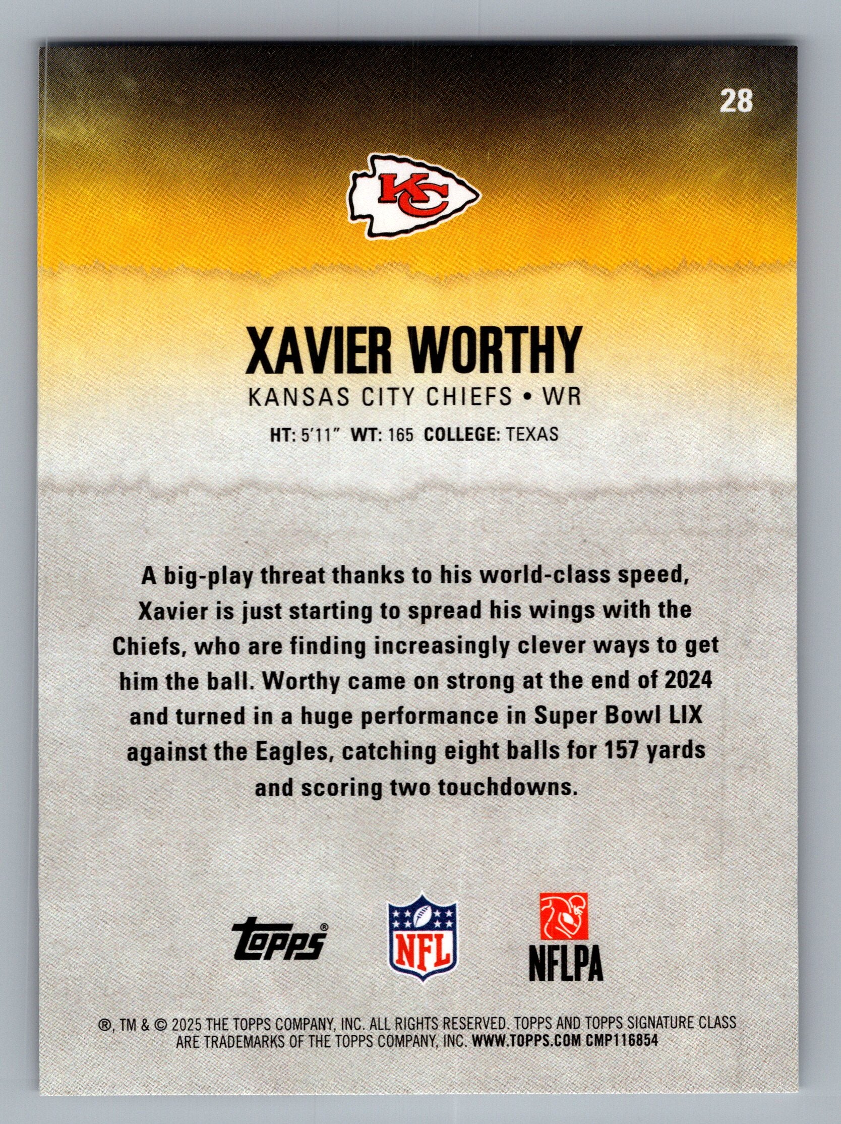 2025 Topps Signature Class #28 Xavier Worthy