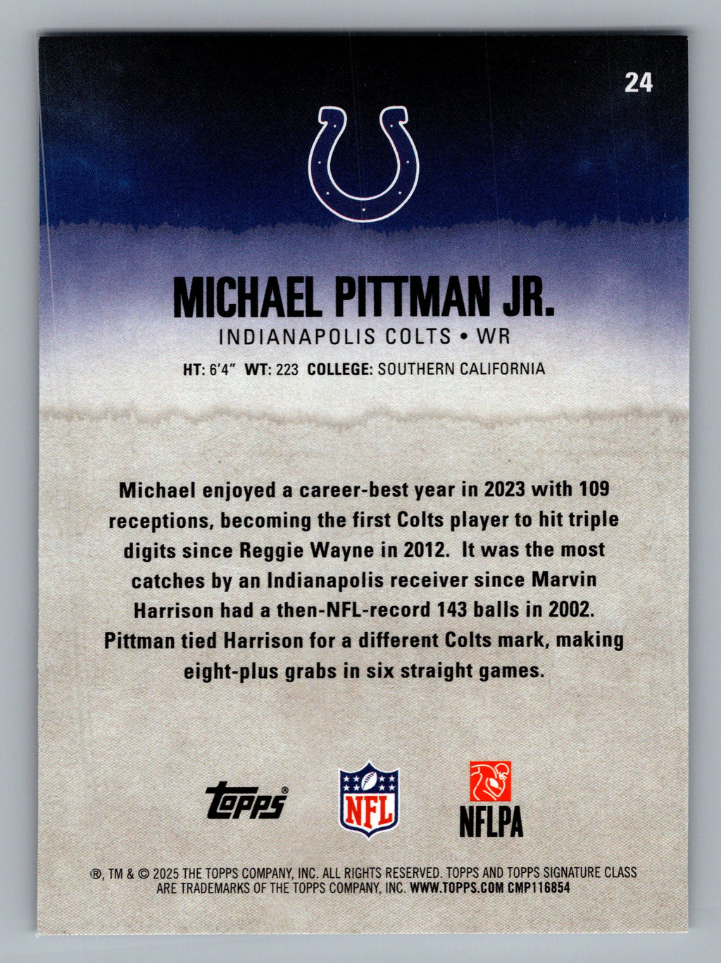 2025 Topps Signature Class #24 Michael Pittman Jr.