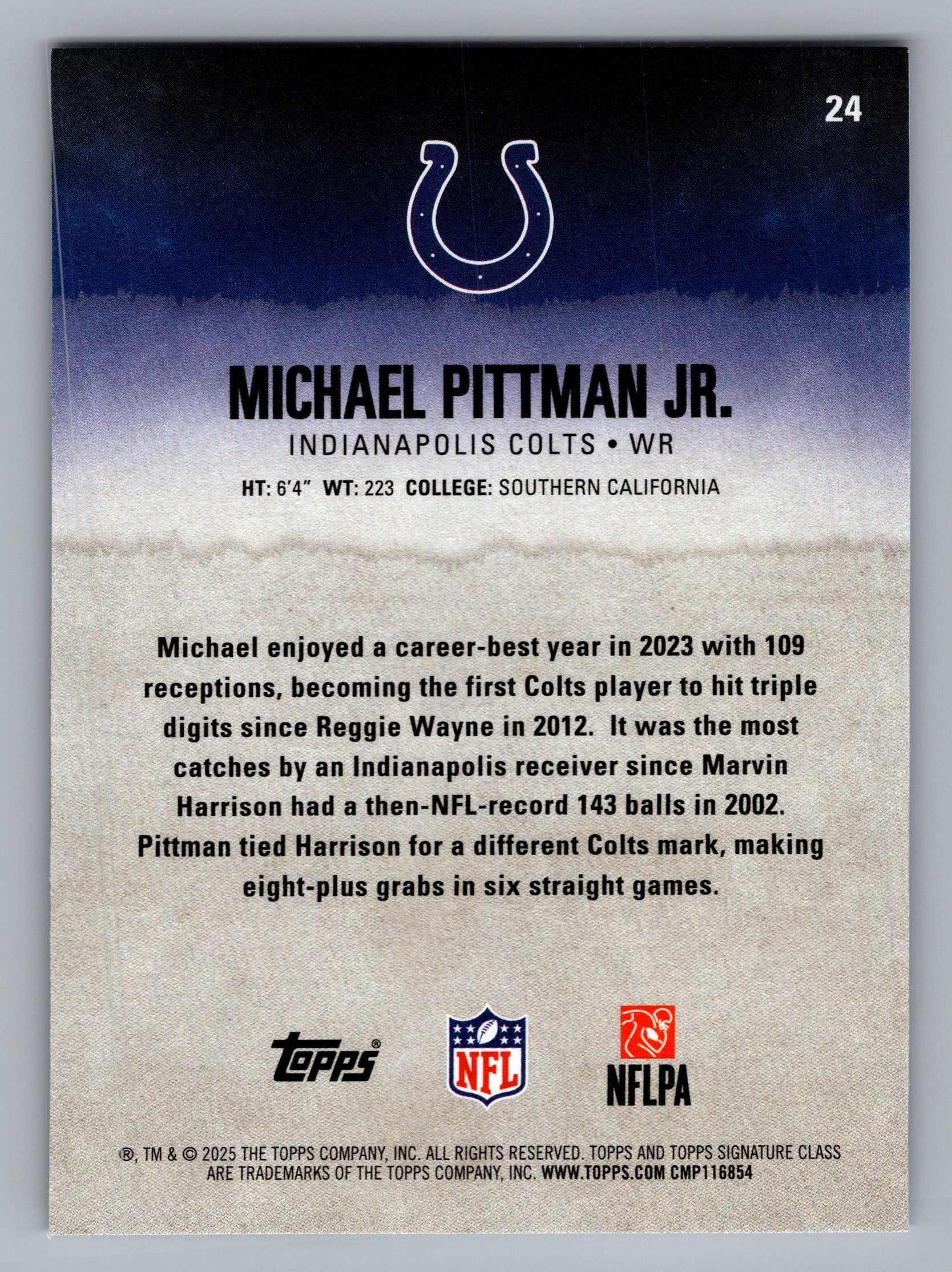 2025 Topps Signature Class #24 Michael Pittman Jr.