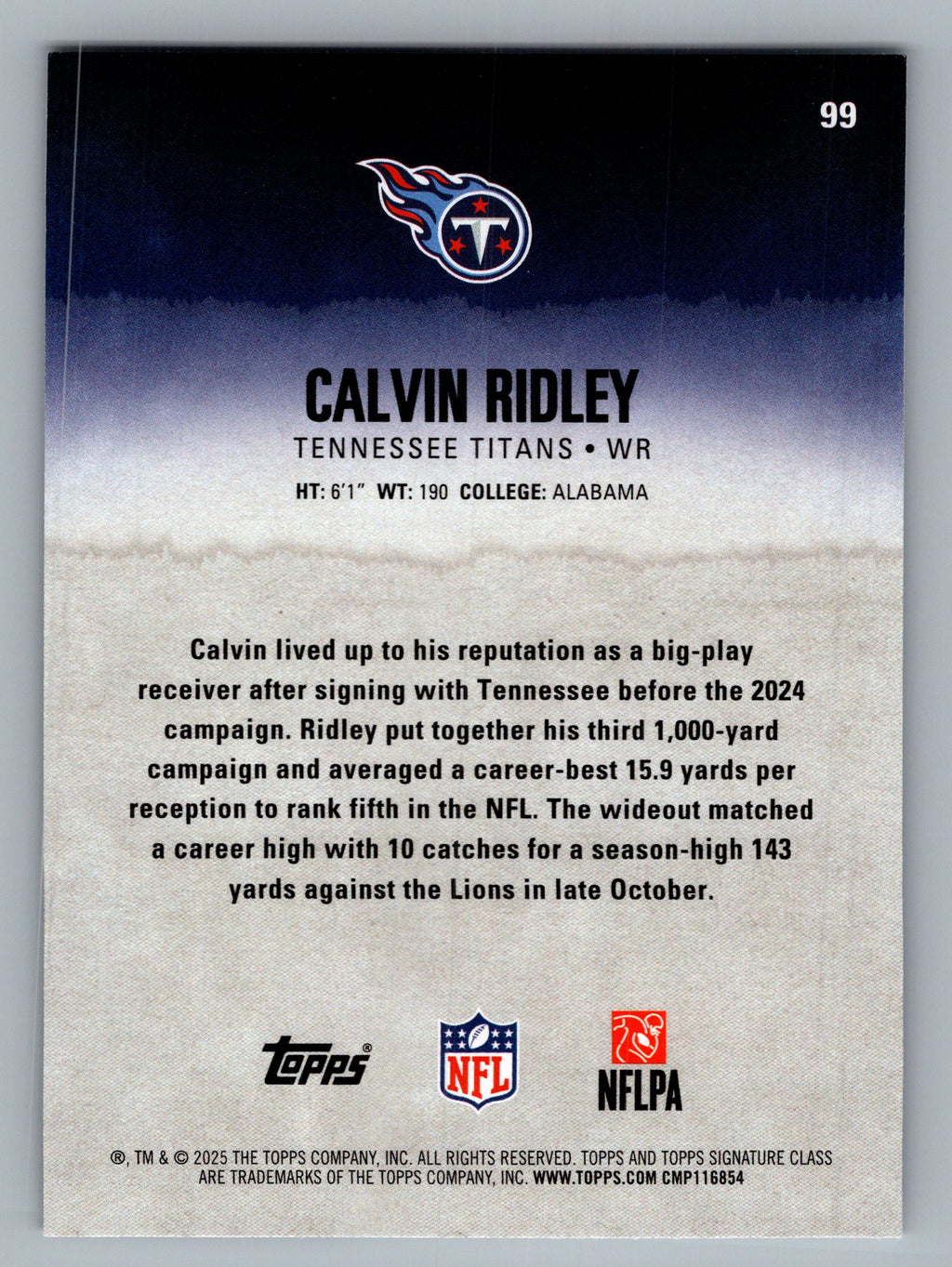 2025 Topps Signature Class #99 Calvin Ridley