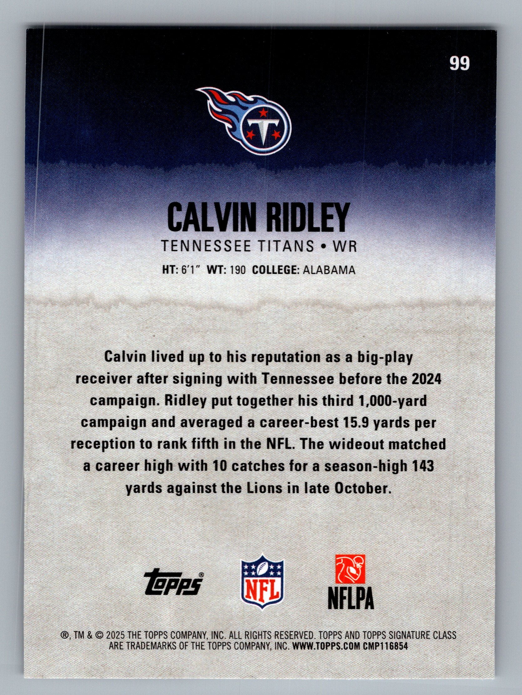 2025 Topps Signature Class #99 Calvin Ridley
