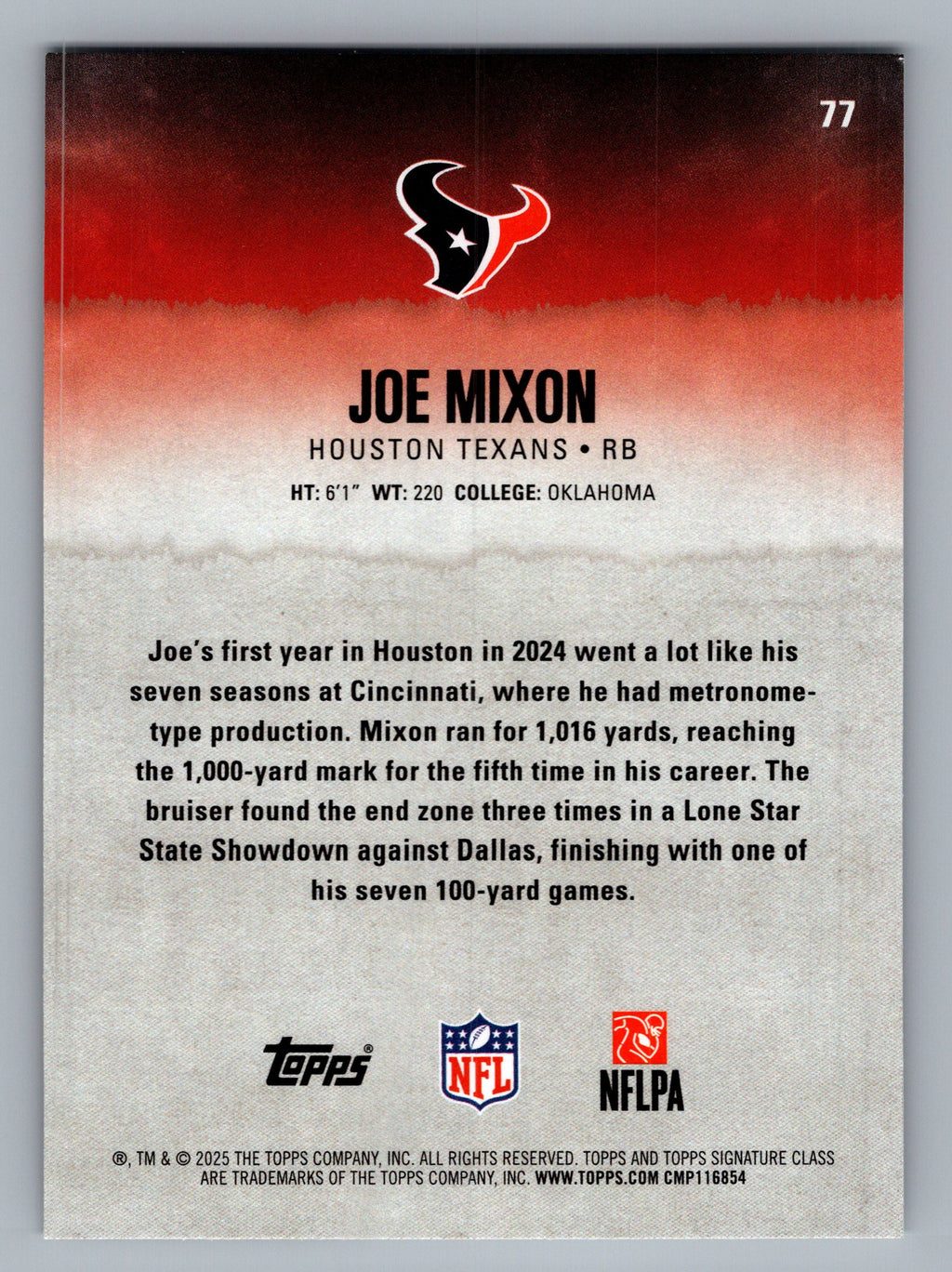 2025 Topps Signature Class #77 Joe Mixon