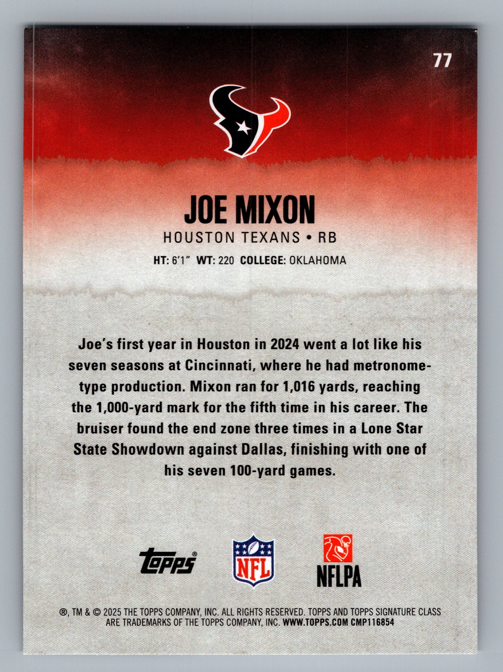 2025 Topps Signature Class #77 Joe Mixon