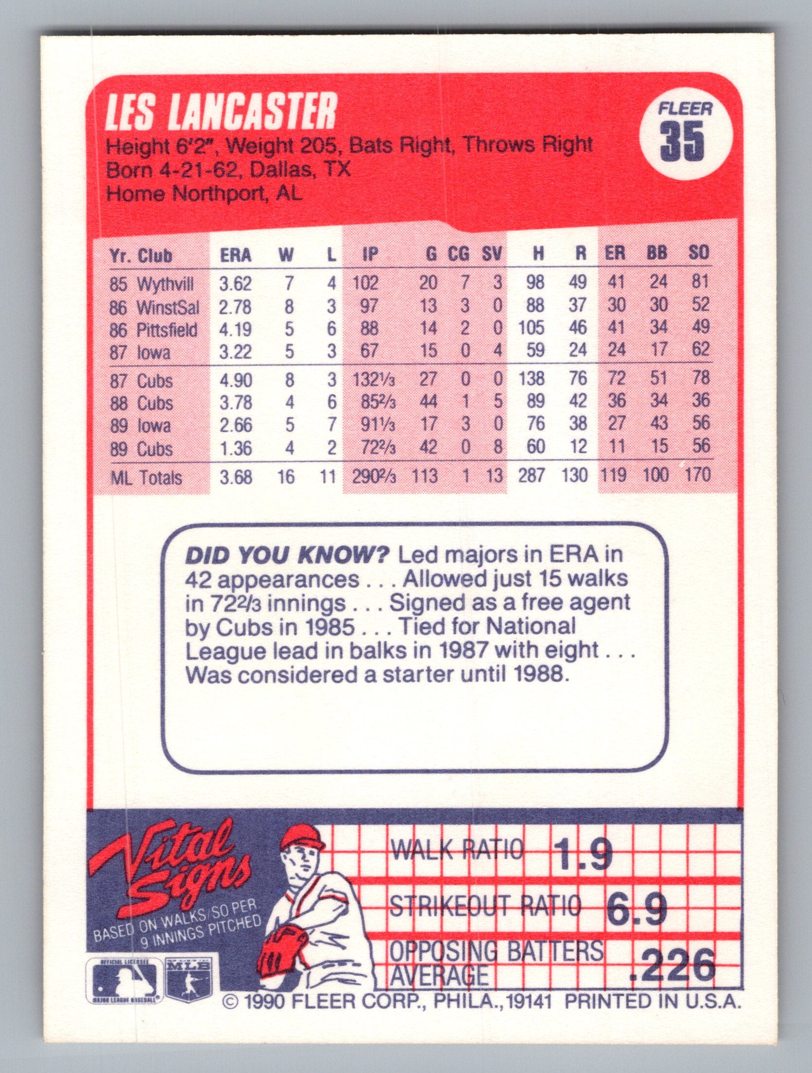 1990 Fleer #35 Les Lancaster