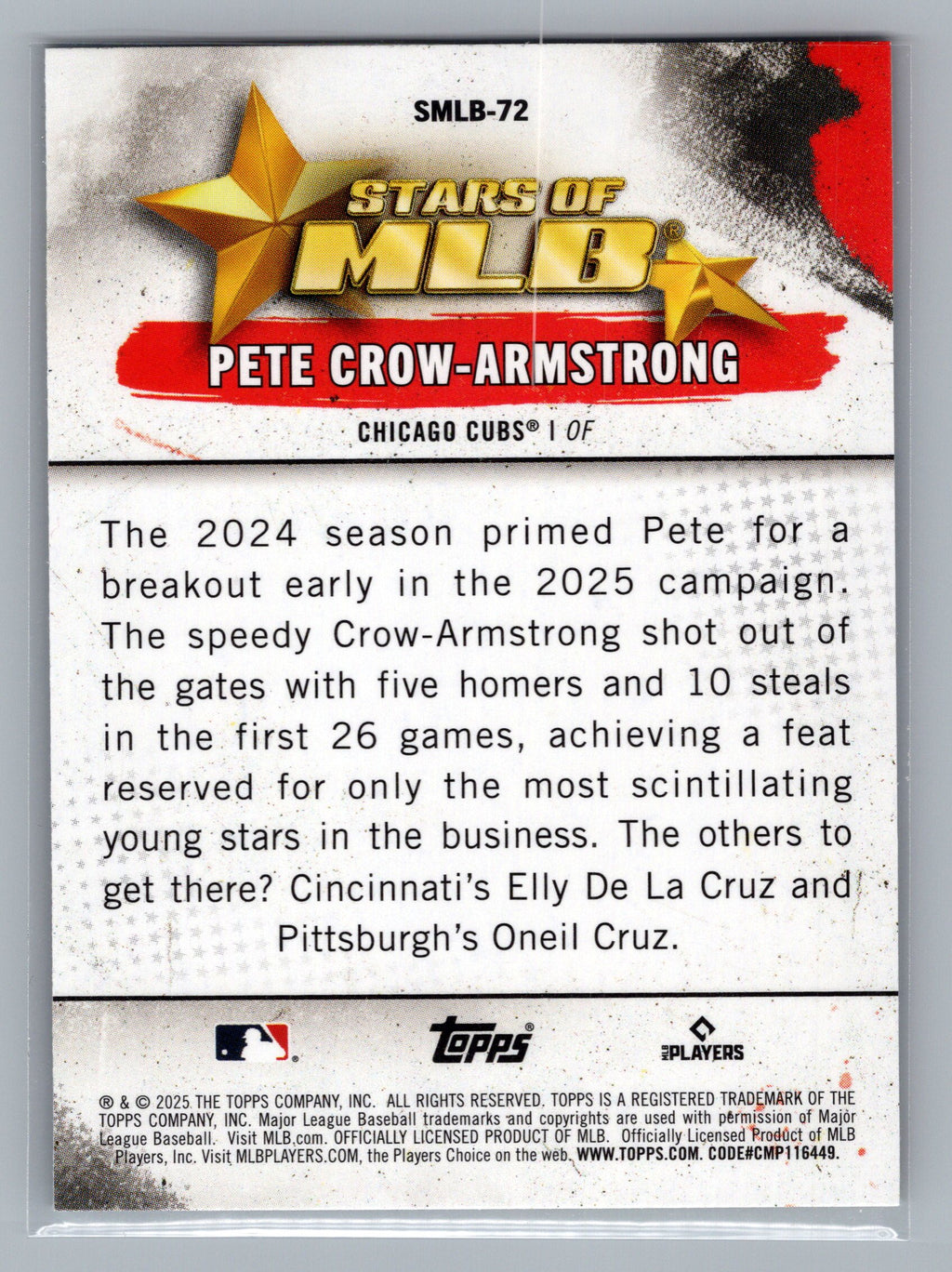 2025 Topps Update #SMLB-72 Pete Crow-Armstrong Stars of MLB