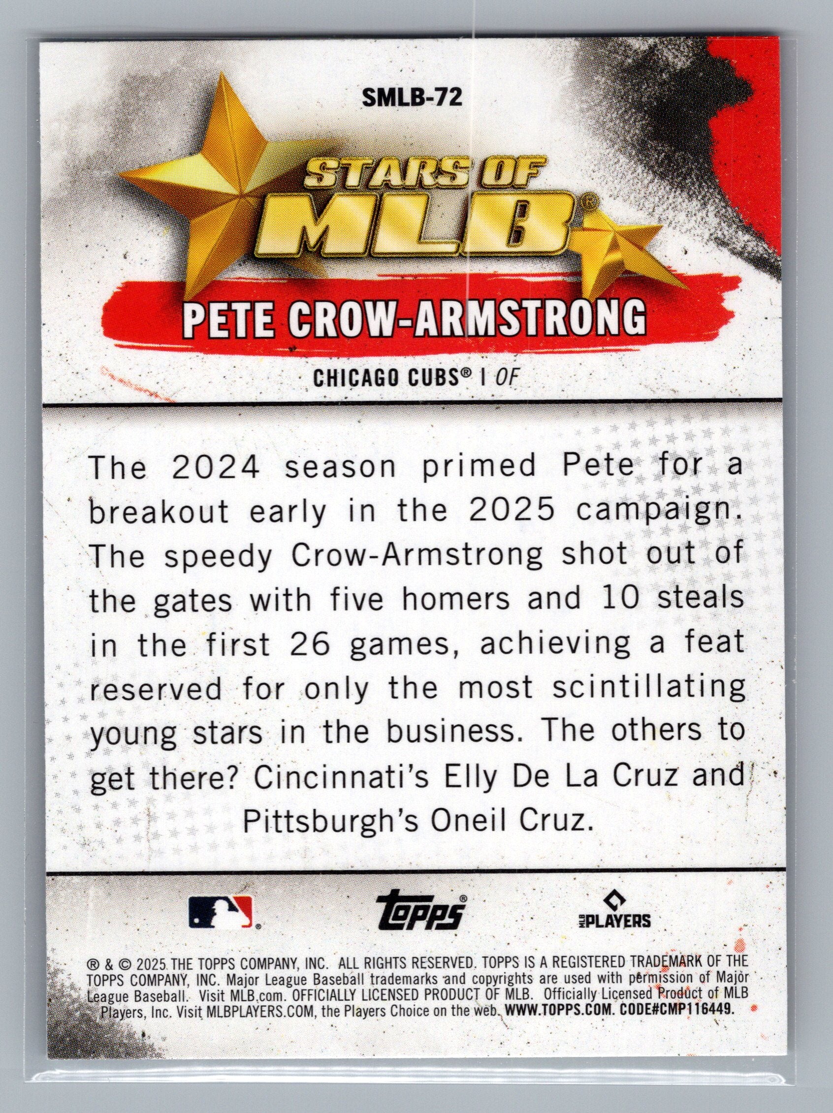2025 Topps Update #SMLB-72 Pete Crow-Armstrong Stars of MLB