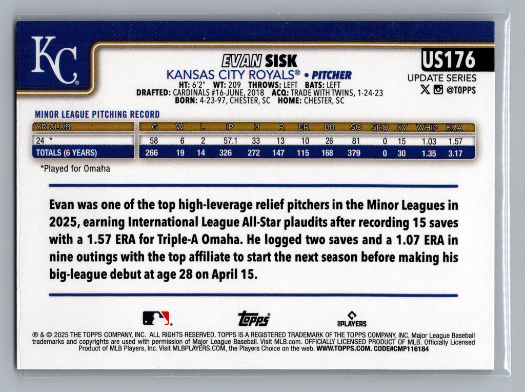 2025 Topps Update #US176 Evan Sisk Holiday