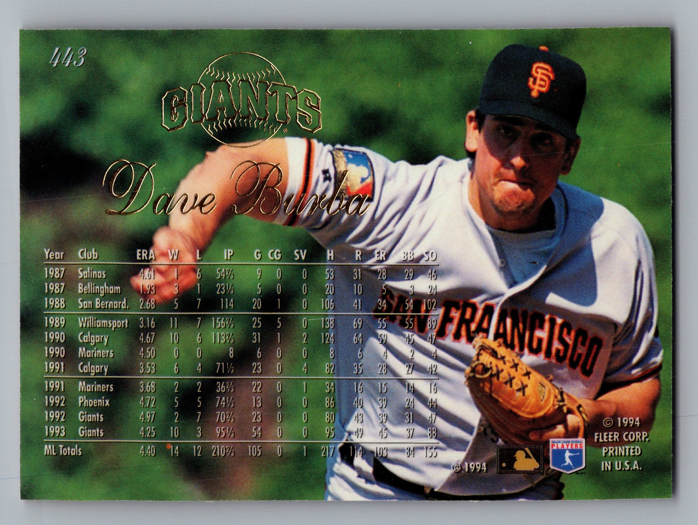 1994 Flair #443 Dave Burba