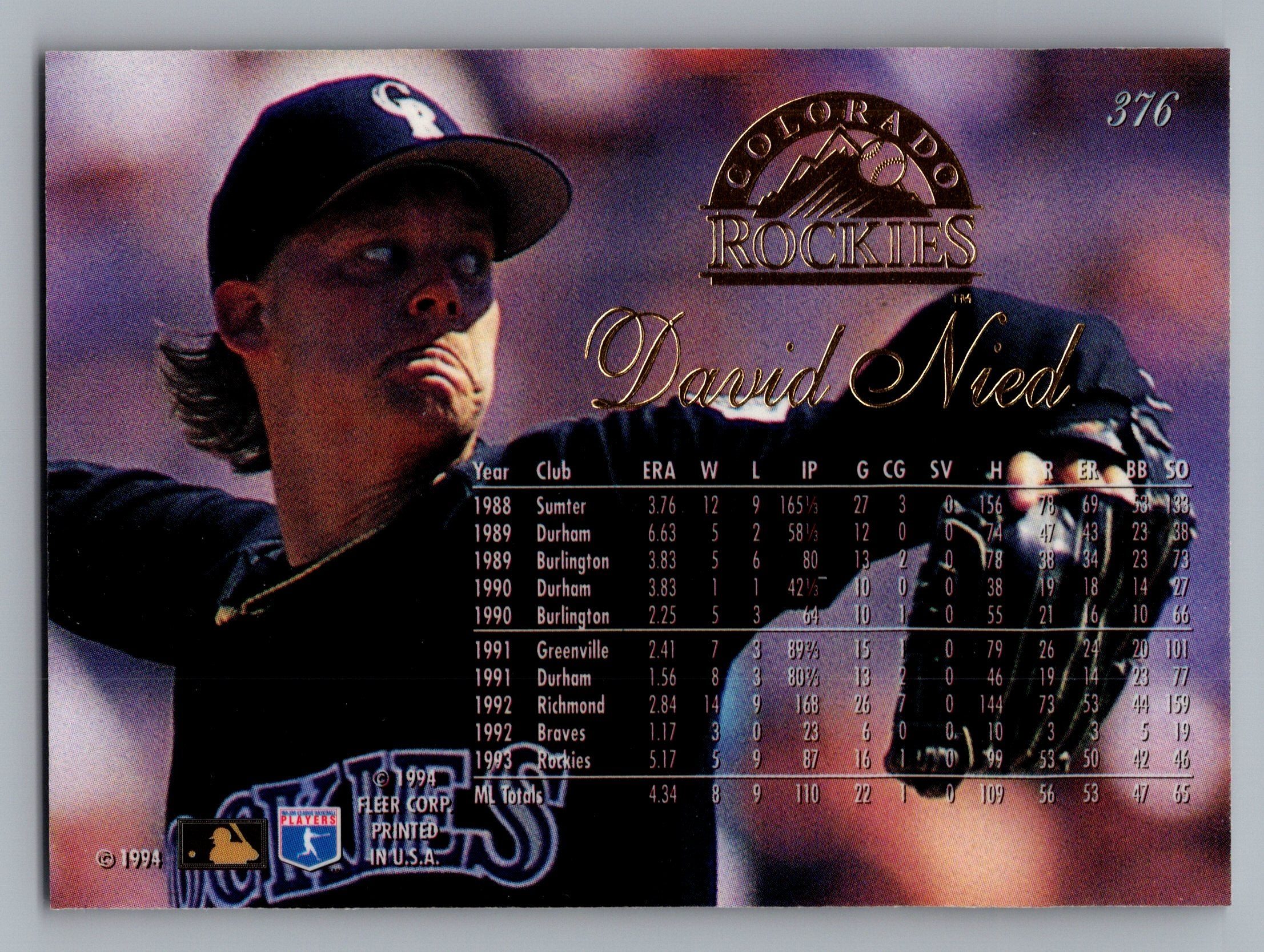 1994 Flair #376 David Nied