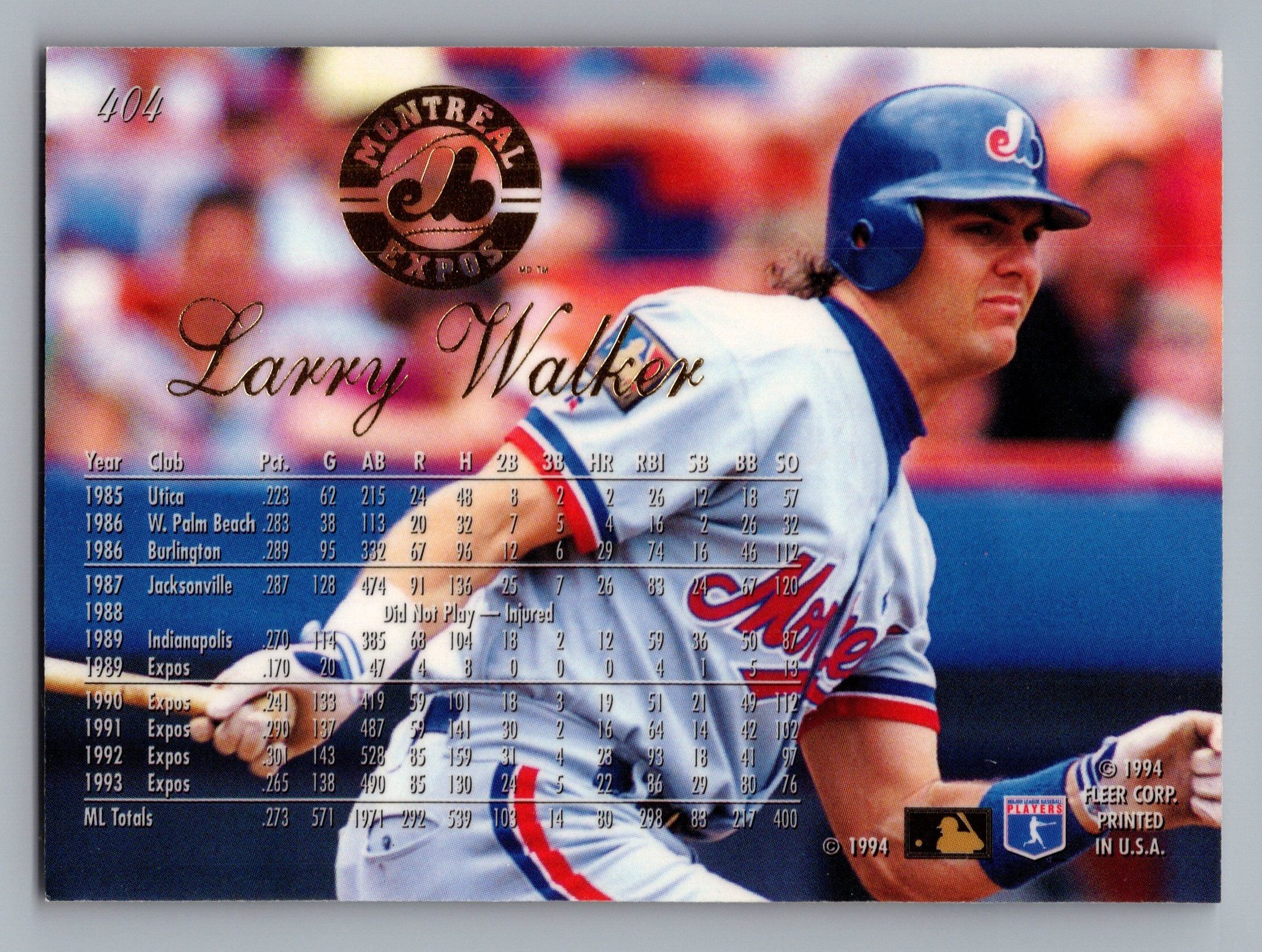 1994 Flair #404 Larry Walker