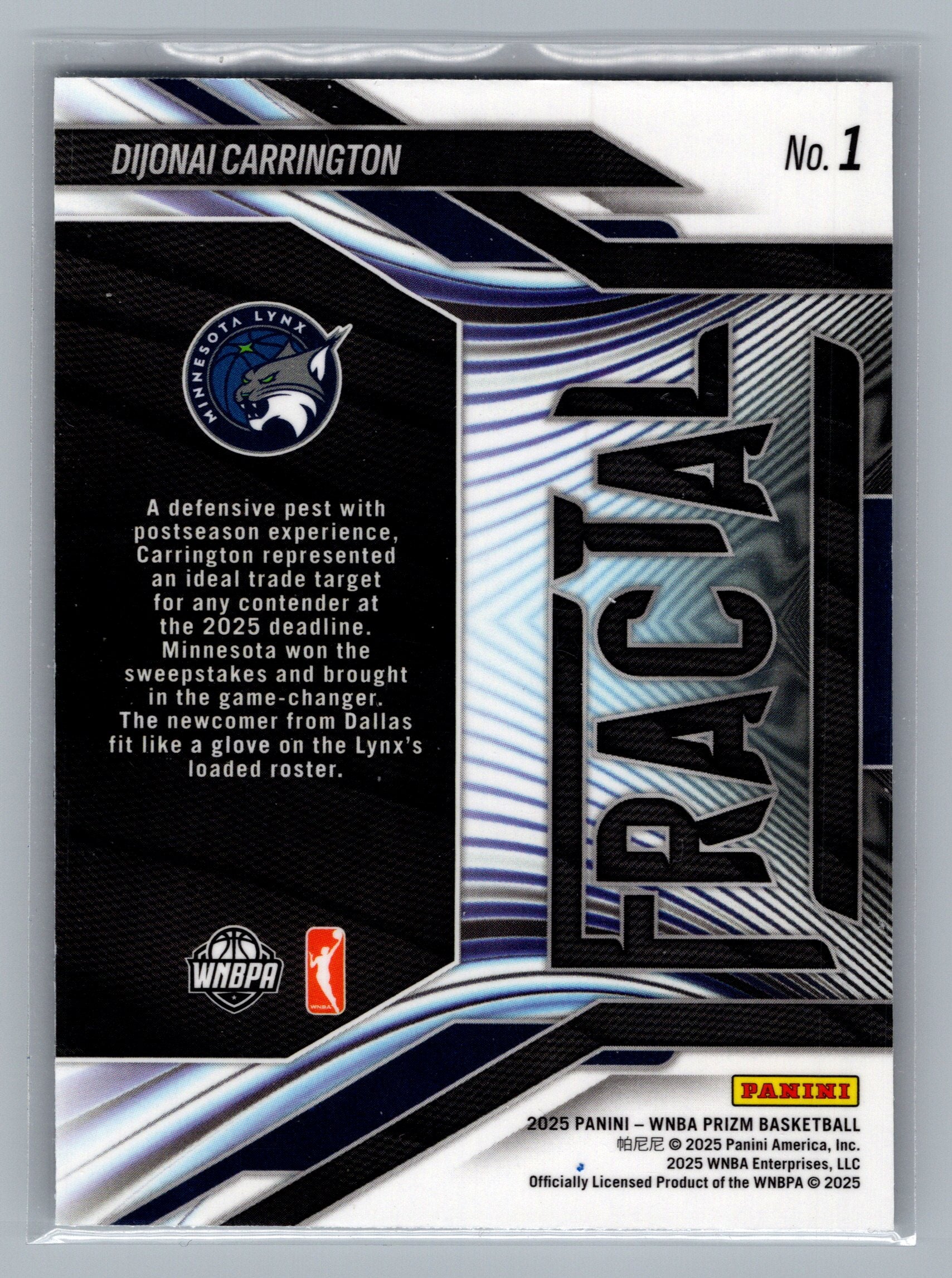 2025 Panini Prizm WNBA #1 Dijonai Carrington Fractal