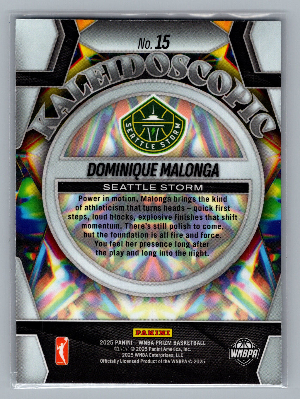2025 Panini Prizm WNBA #15 Dominique Malonga Kaleidoscopic