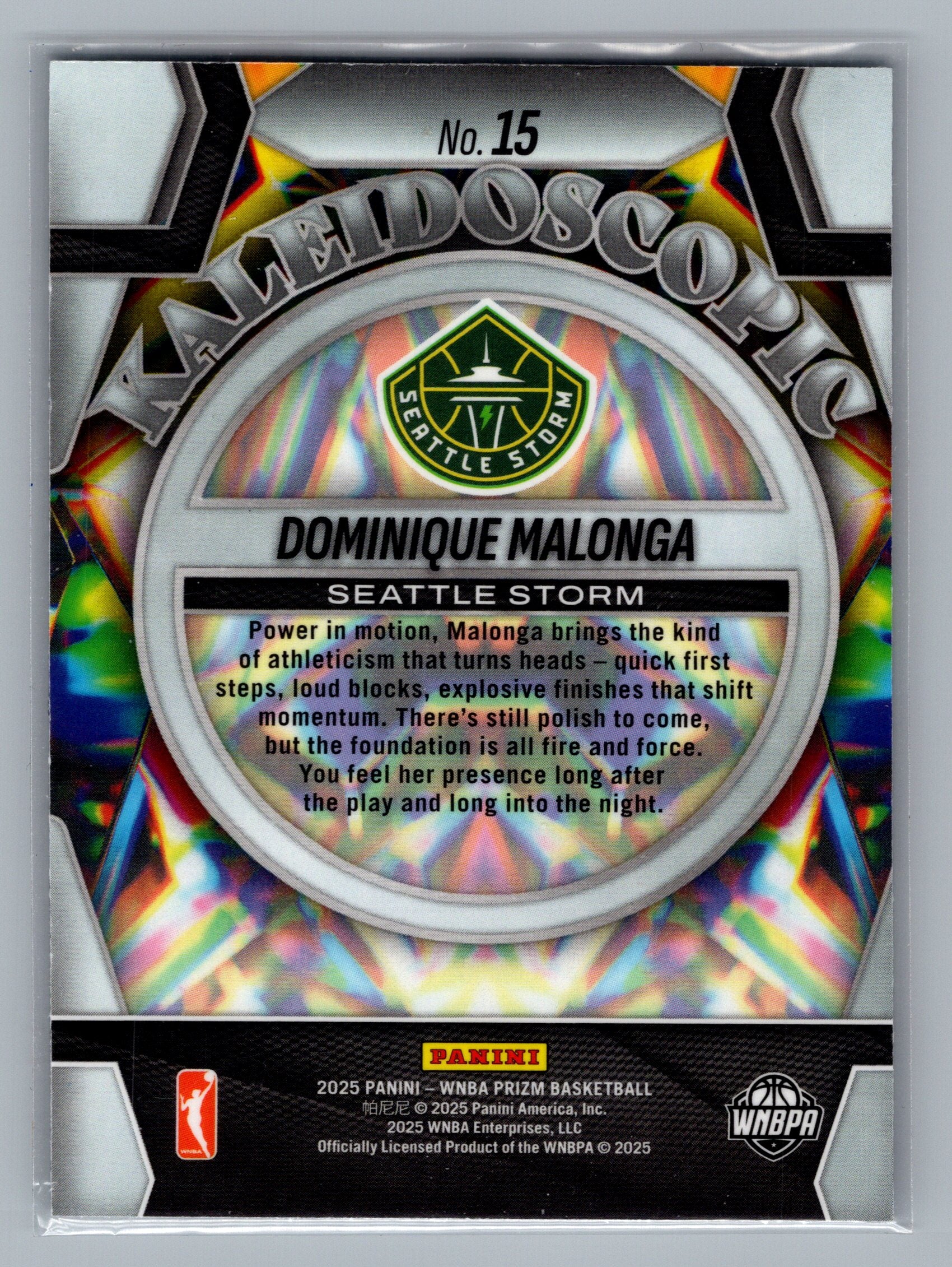 2025 Panini Prizm WNBA #15 Dominique Malonga Kaleidoscopic