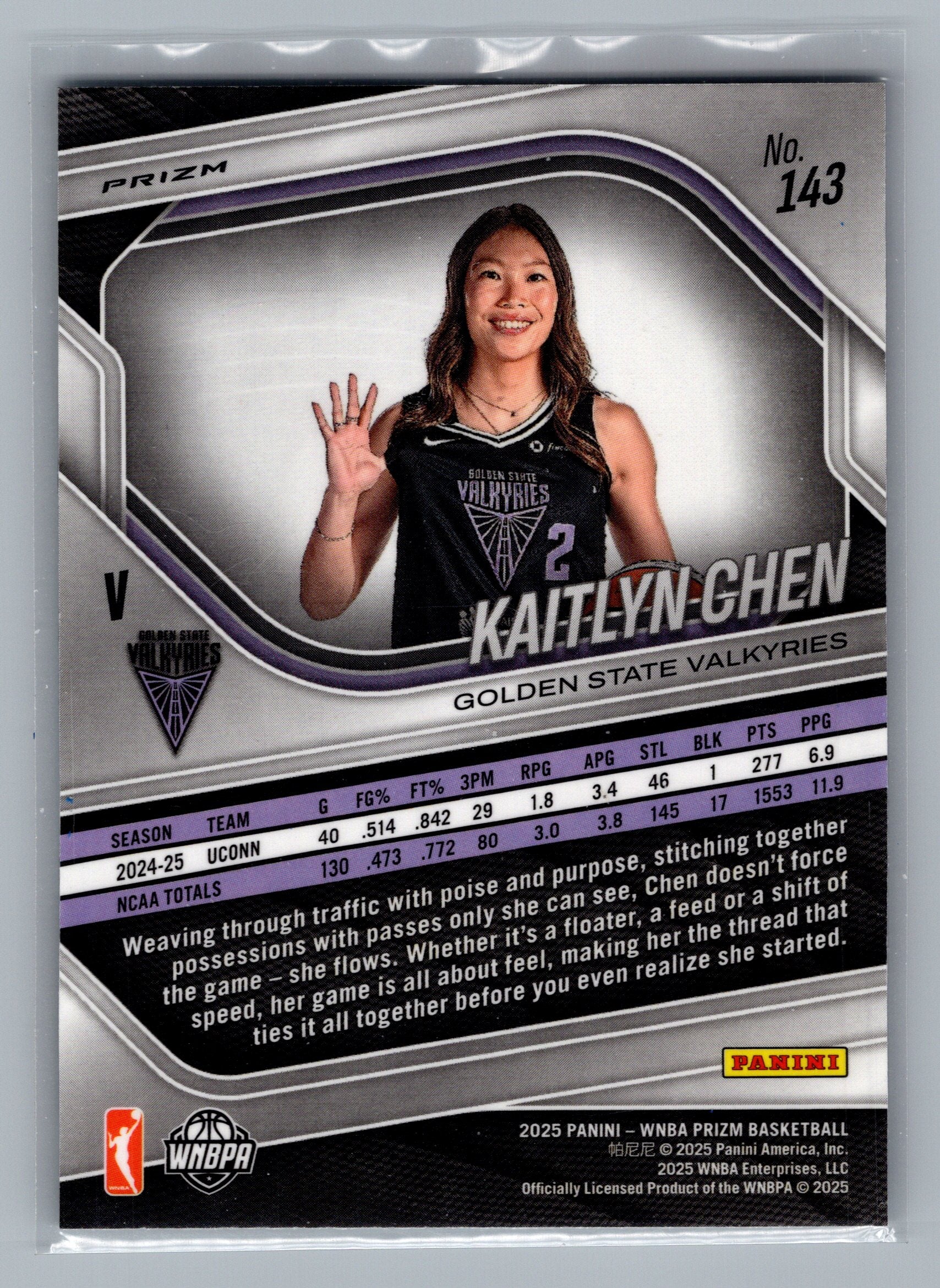 2025 Panini Prizm WNBA #143 Kaitlyn Chen White Seismic Prizms