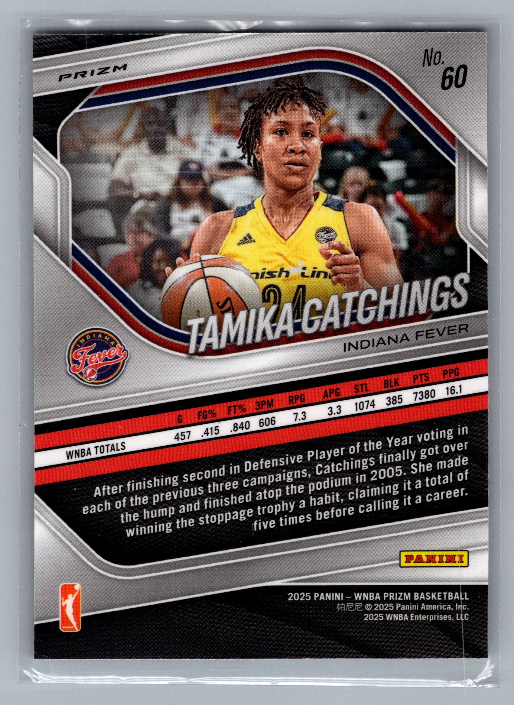 2025 Panini Prizm WNBA #60 Tamika Catchings Silver Prizms