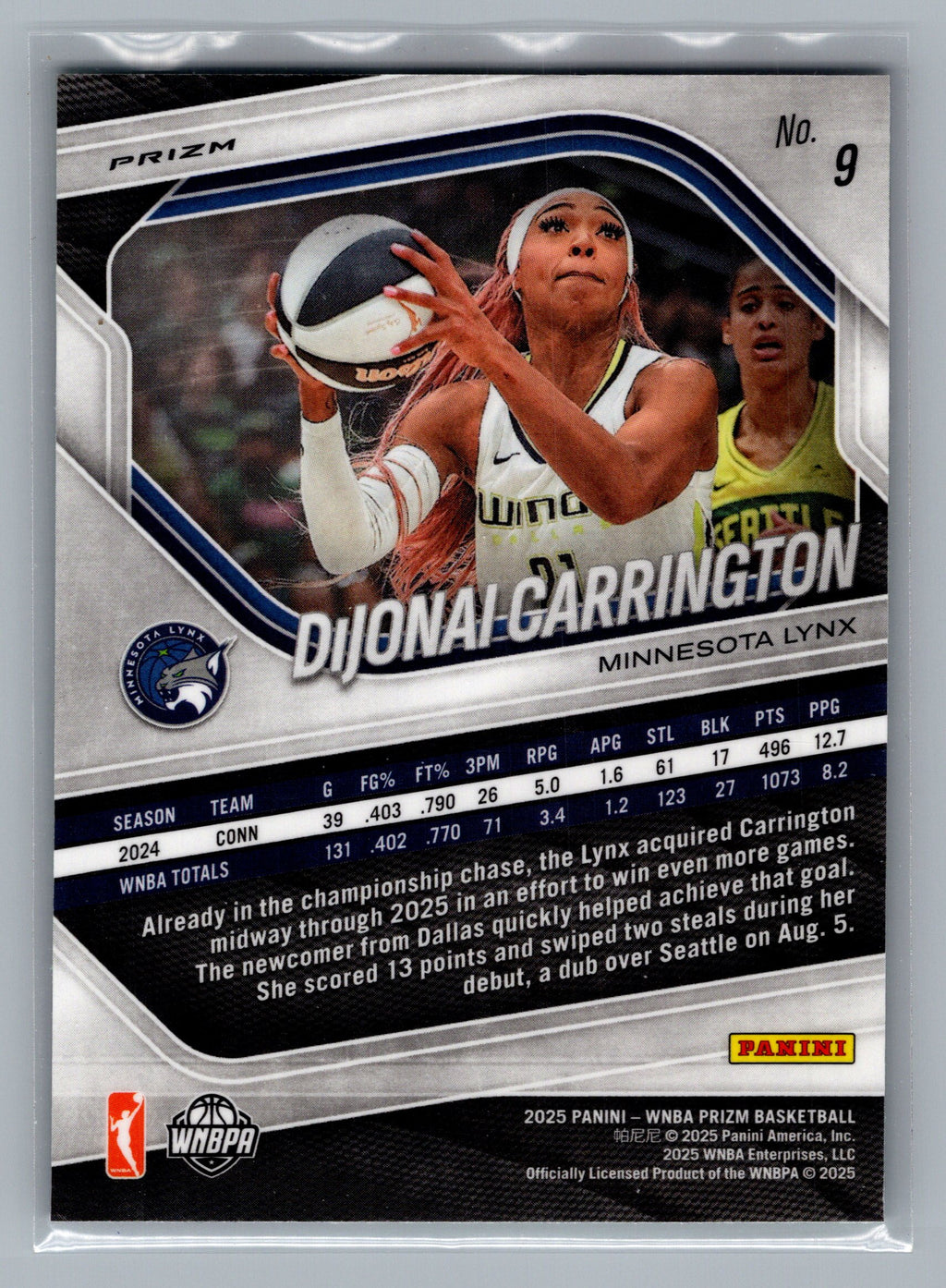 2025 Panini Prizm WNBA #9 DiJonai Carrington Green Prizms