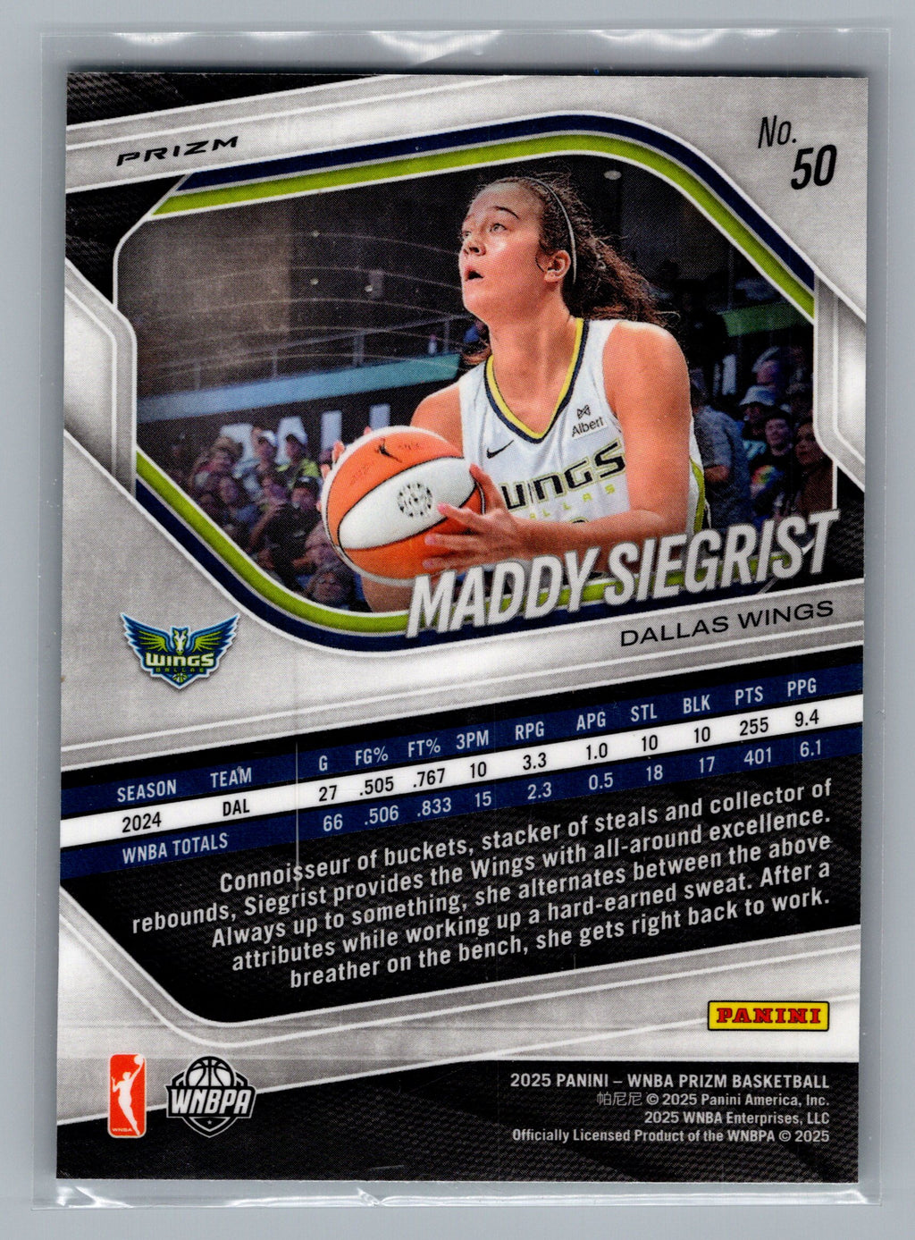 2025 Panini Prizm WNBA #50 Maddy Siegrist Green Prizms