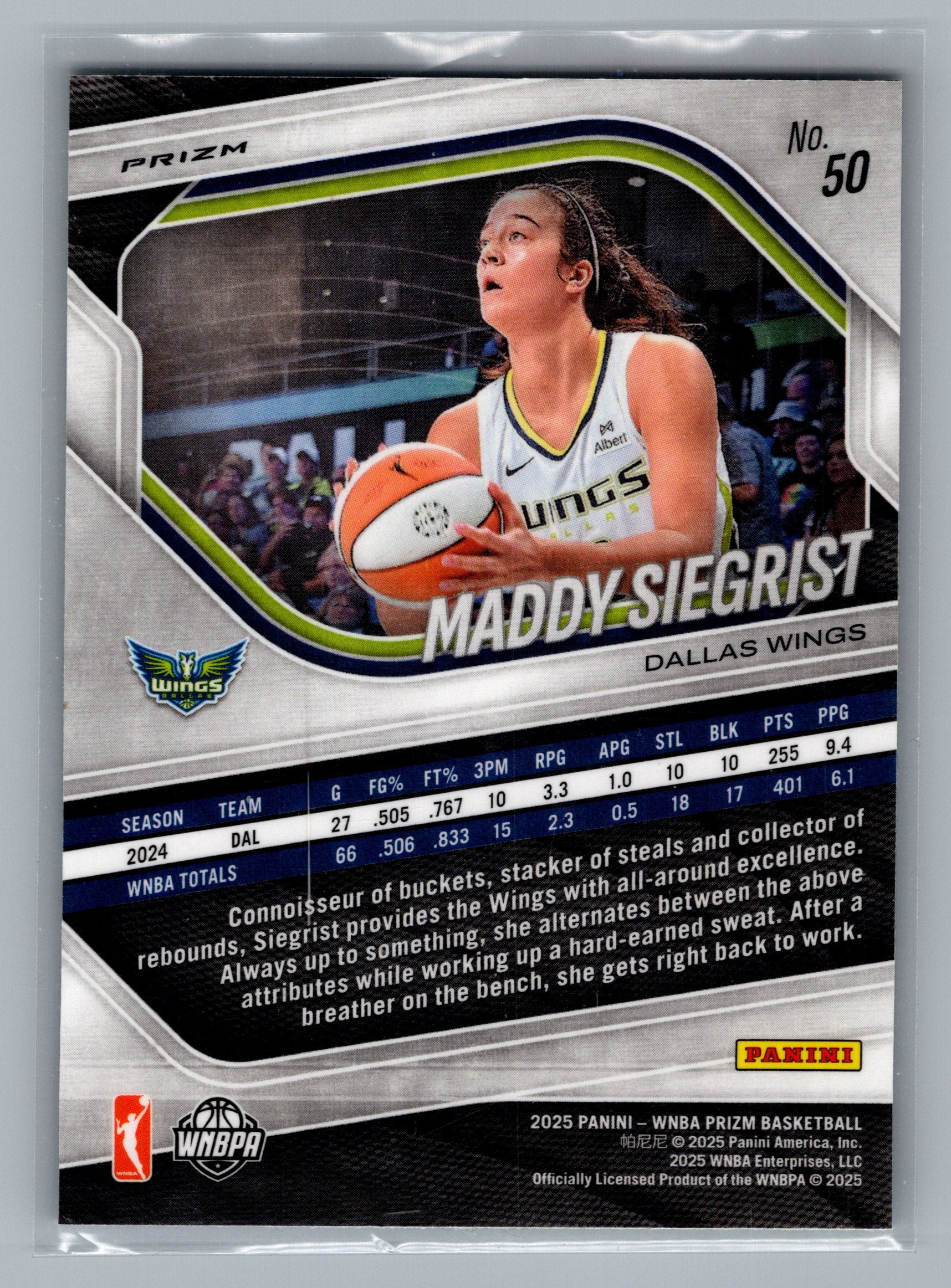 2025 Panini Prizm WNBA #50 Maddy Siegrist Green Prizms