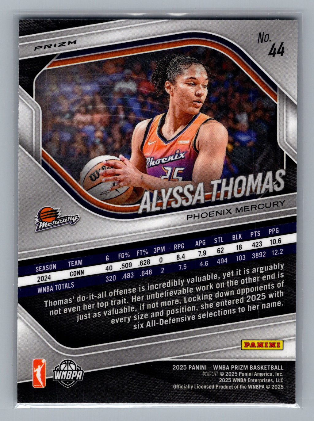 2025 Panini Prizm WNBA #44 Alyssa Thomas White Seismic Prizms