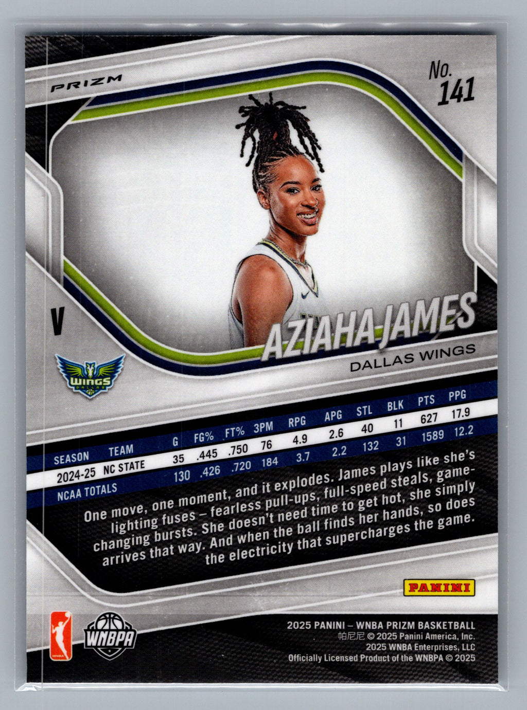 2025 Panini Prizm WNBA #141 Aziaha James White Seismic Prizms