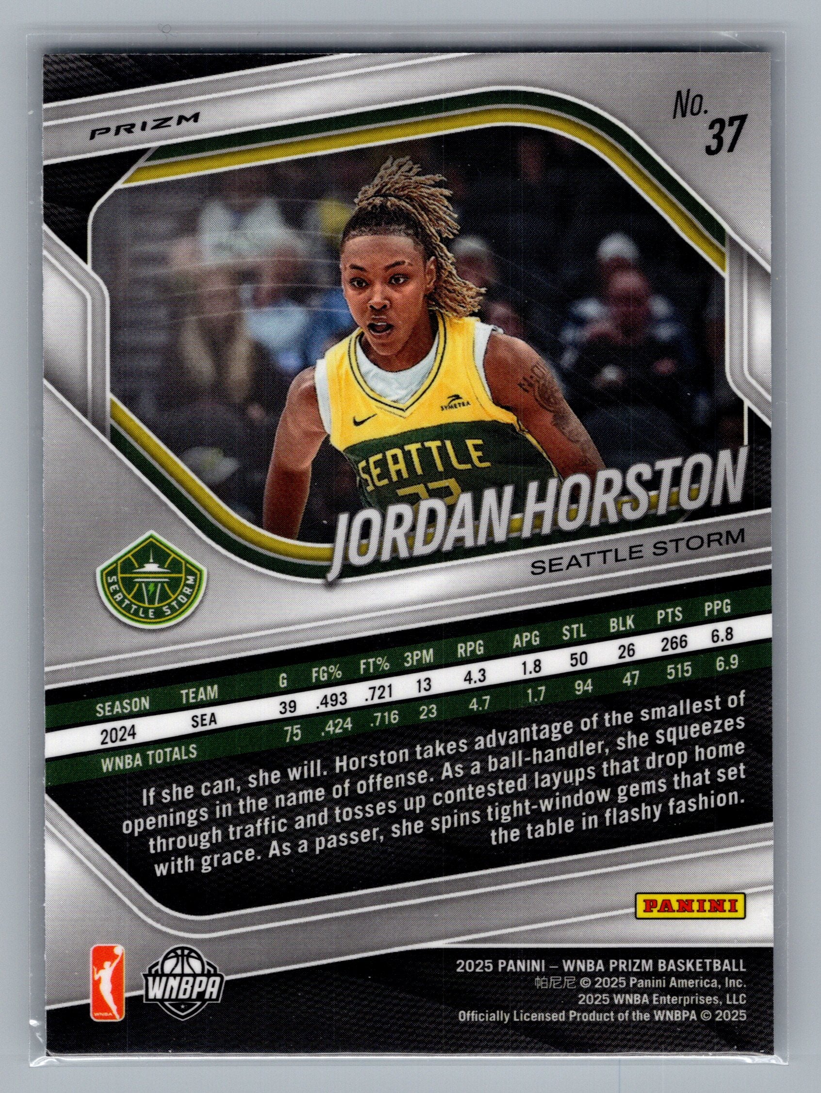 2025 Panini Prizm WNBA #37 Jordan Horston White Seismic Prizms