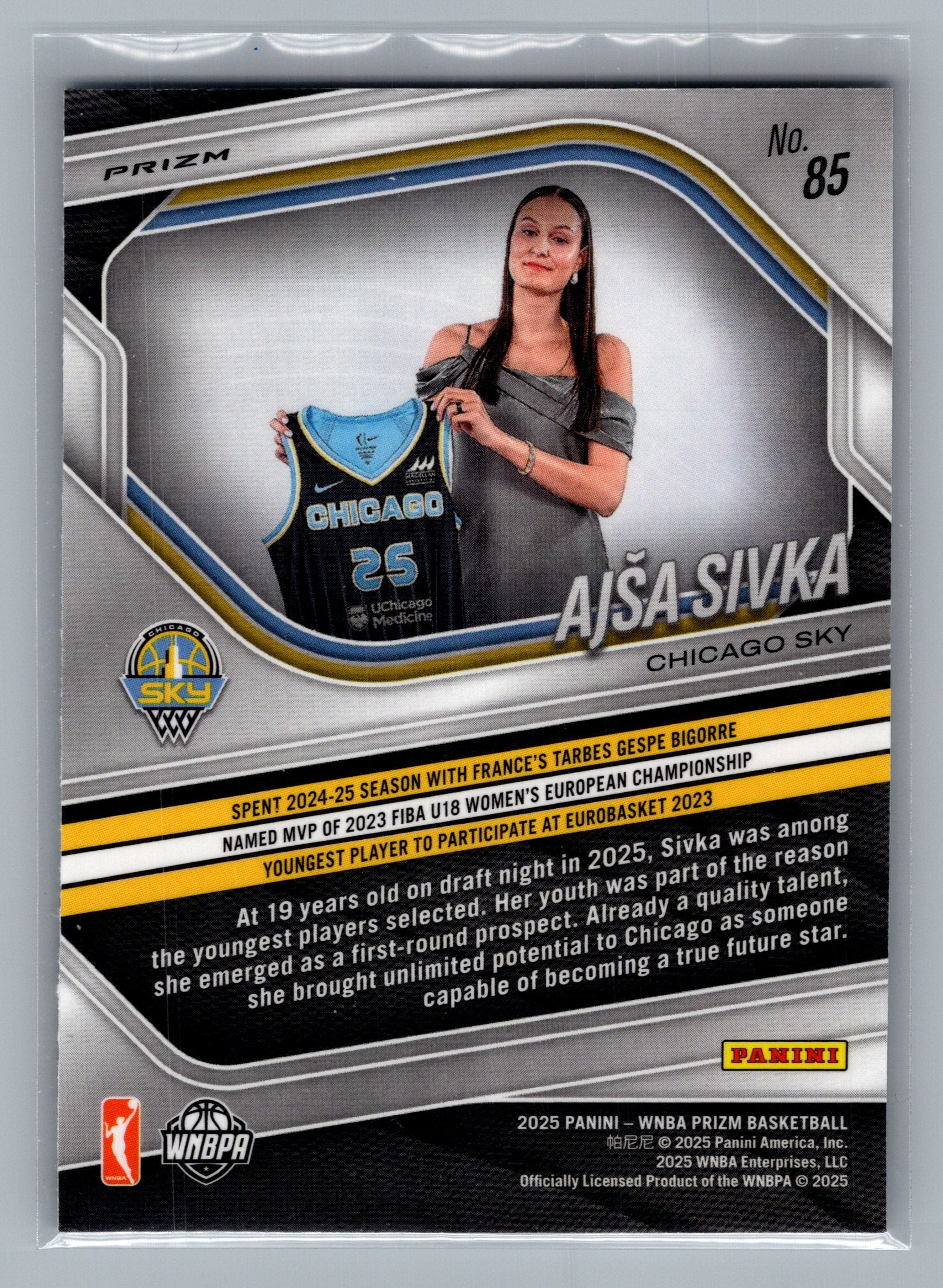 2025 Panini Prizm WNBA #85 Ajsa Sivka White Seismic Prizms