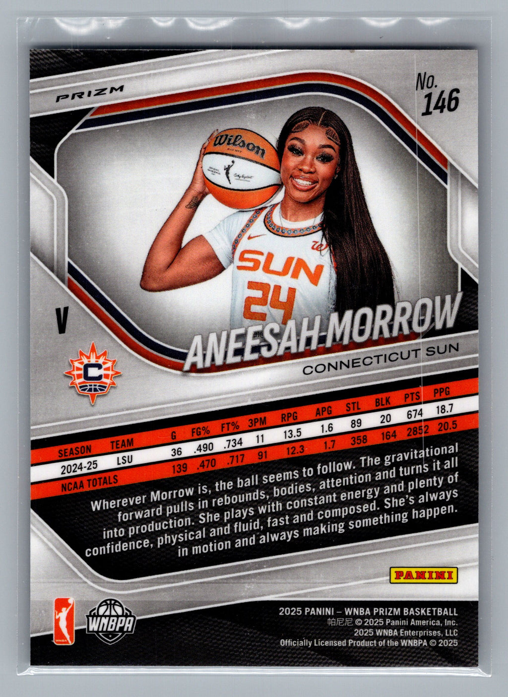 2025 Panini Prizm WNBA #146 Aneesah Morrow White Seismic Prizms
