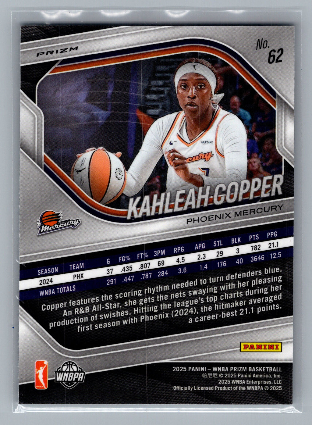 2025 Panini Prizm WNBA #62 Kahleah Copper White Seismic Prizms