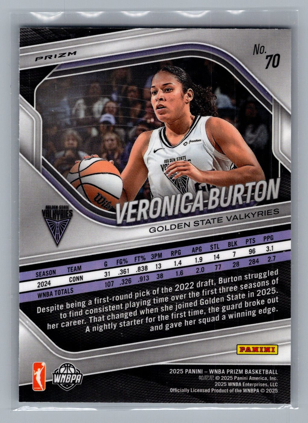 2025 Panini Prizm WNBA #70 Veronica Burton White Seismic Prizms
