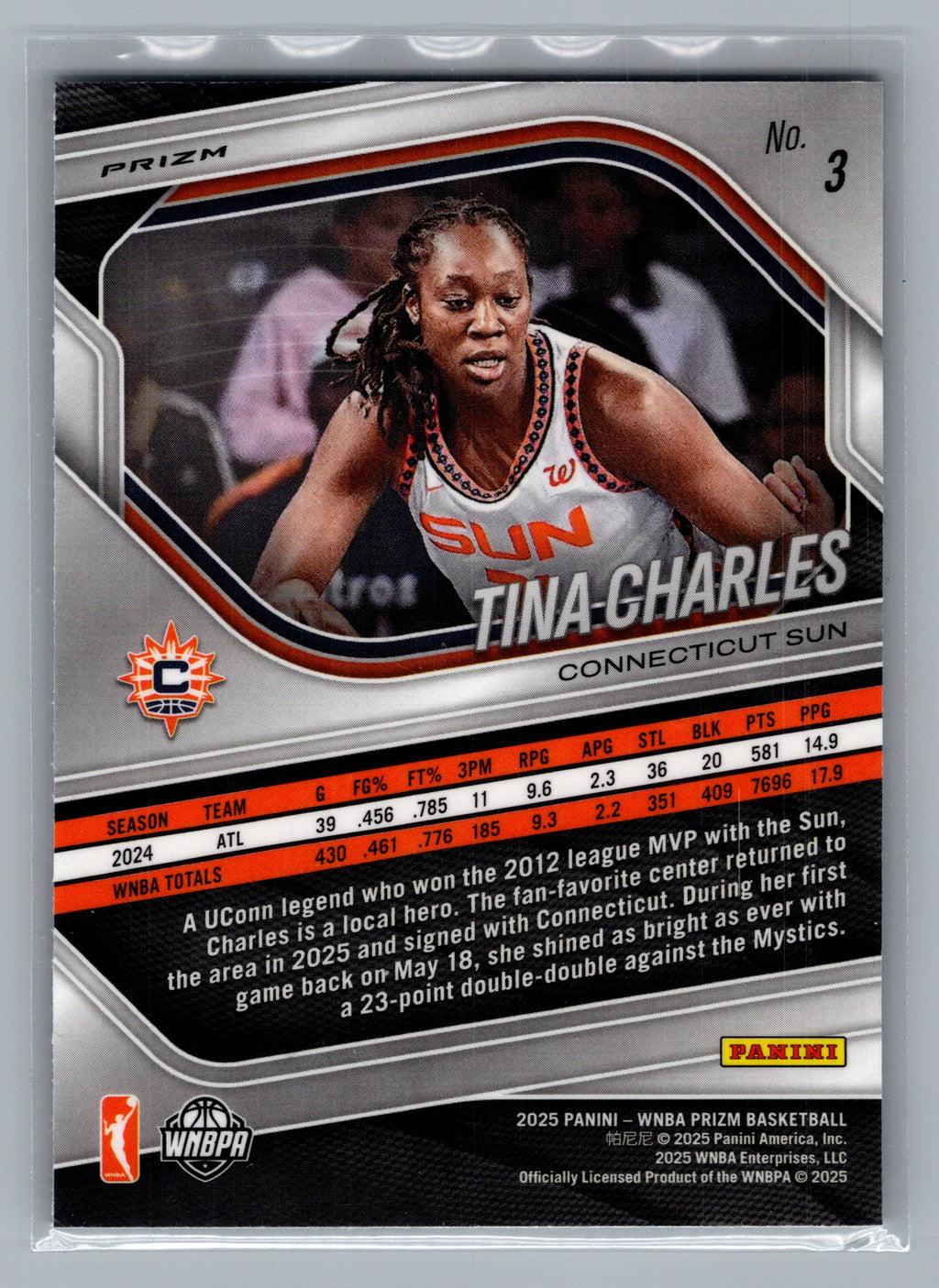 2025 Panini Prizm WNBA #3 Tina Charles White Seismic Prizms