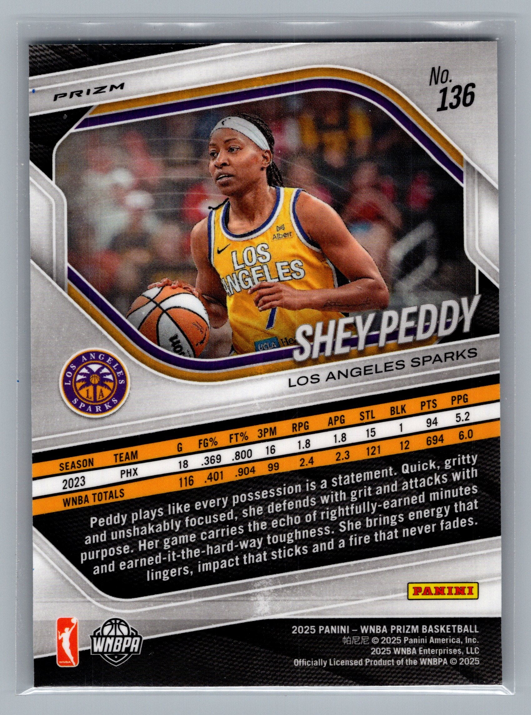 2025 Panini Prizm WNBA #136 Shey Peddy White Seismic Prizms